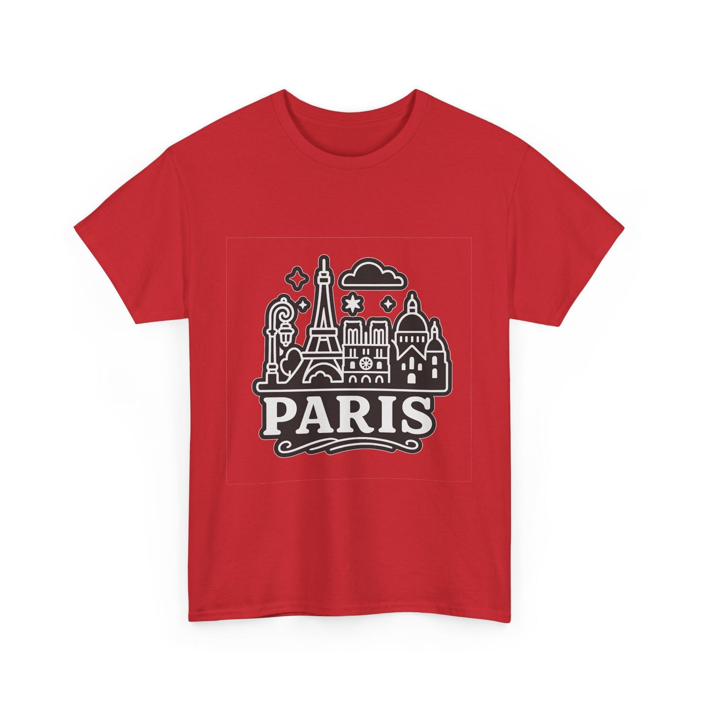 Paris-Themed Unisex Heavy Cotton Tee | Travel Gift, Casual Wear, Souvenir Shirt, Vacation Apparel, Paris Lover's Tee