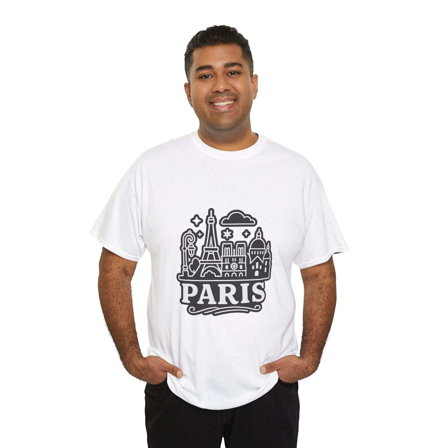 Paris-Themed Unisex Heavy Cotton Tee | Travel Gift, Casual Wear, Souvenir Shirt, Vacation Apparel, Paris Lover's Tee