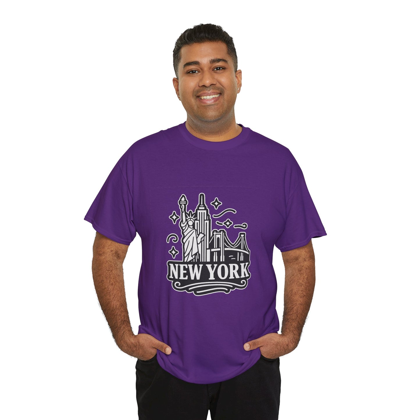 New York Skyline Unisex Heavy Cotton Tee, NYC T-Shirt, Travel Souvenir Shirt, Gift for New Yorkers, Cityscape Apparel