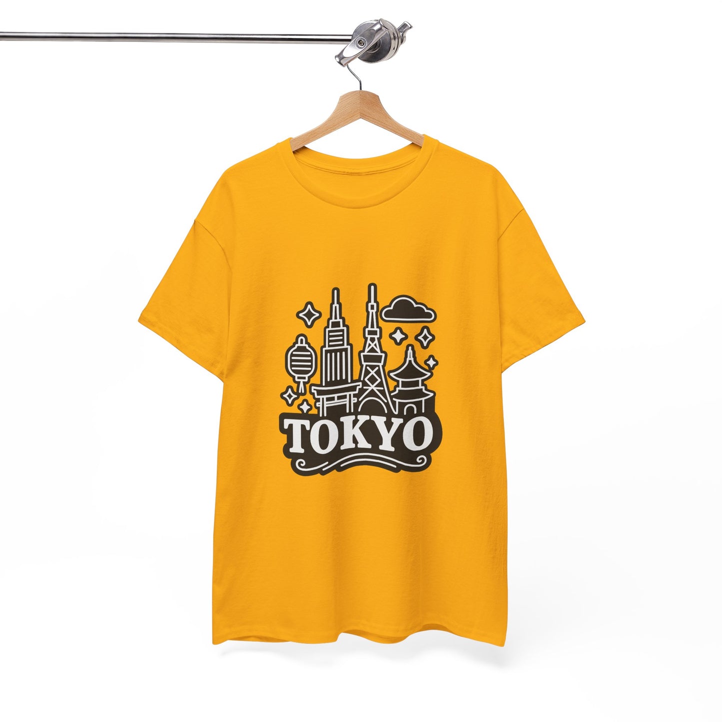 Tokyo Cityscape Unisex Heavy Cotton Tee, Graphic Tee, Travel T-Shirt, Urban Outfit, Gift for Travelers, Tokyo Lover Apparel