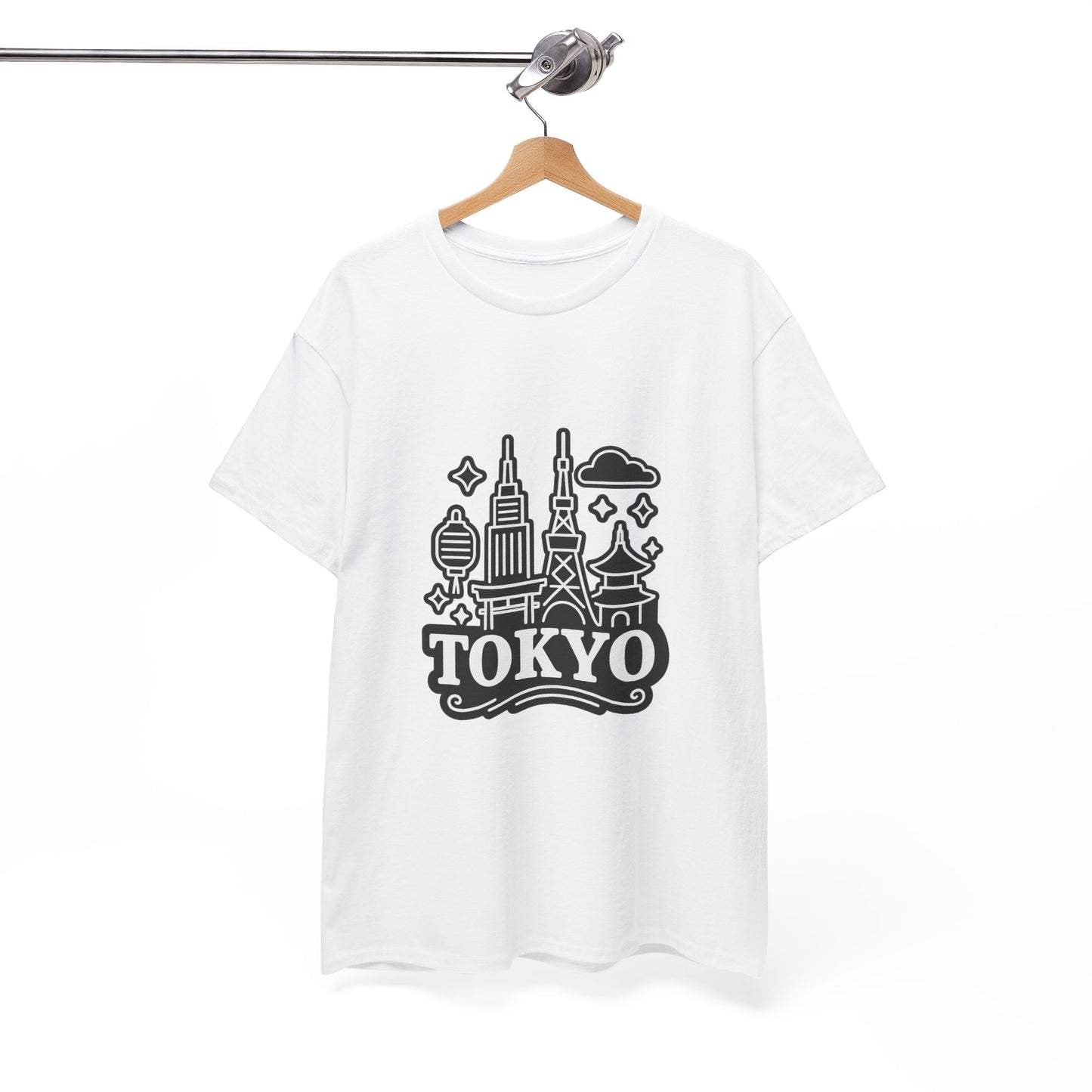 Tokyo Cityscape Unisex Heavy Cotton Tee, Graphic Tee, Travel T-Shirt, Urban Outfit, Gift for Travelers, Tokyo Lover Apparel