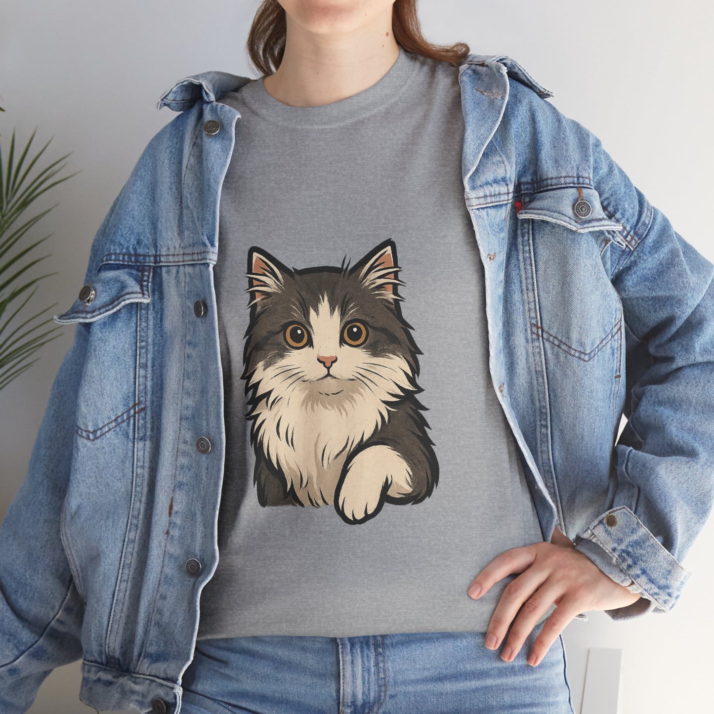 Cute Cat Unisex Heavy Cotton Tee, Animal Lover Gift, Pet Owner Shirt, Cat Lover Apparel, Animal Themed Tee, Casual Everyday Wear