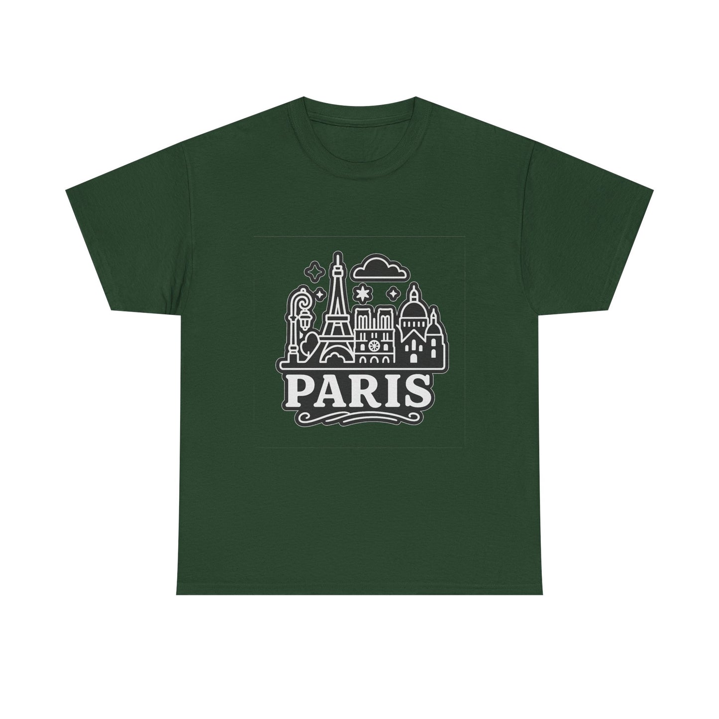 Paris-Themed Unisex Heavy Cotton Tee | Travel Gift, Casual Wear, Souvenir Shirt, Vacation Apparel, Paris Lover's Tee