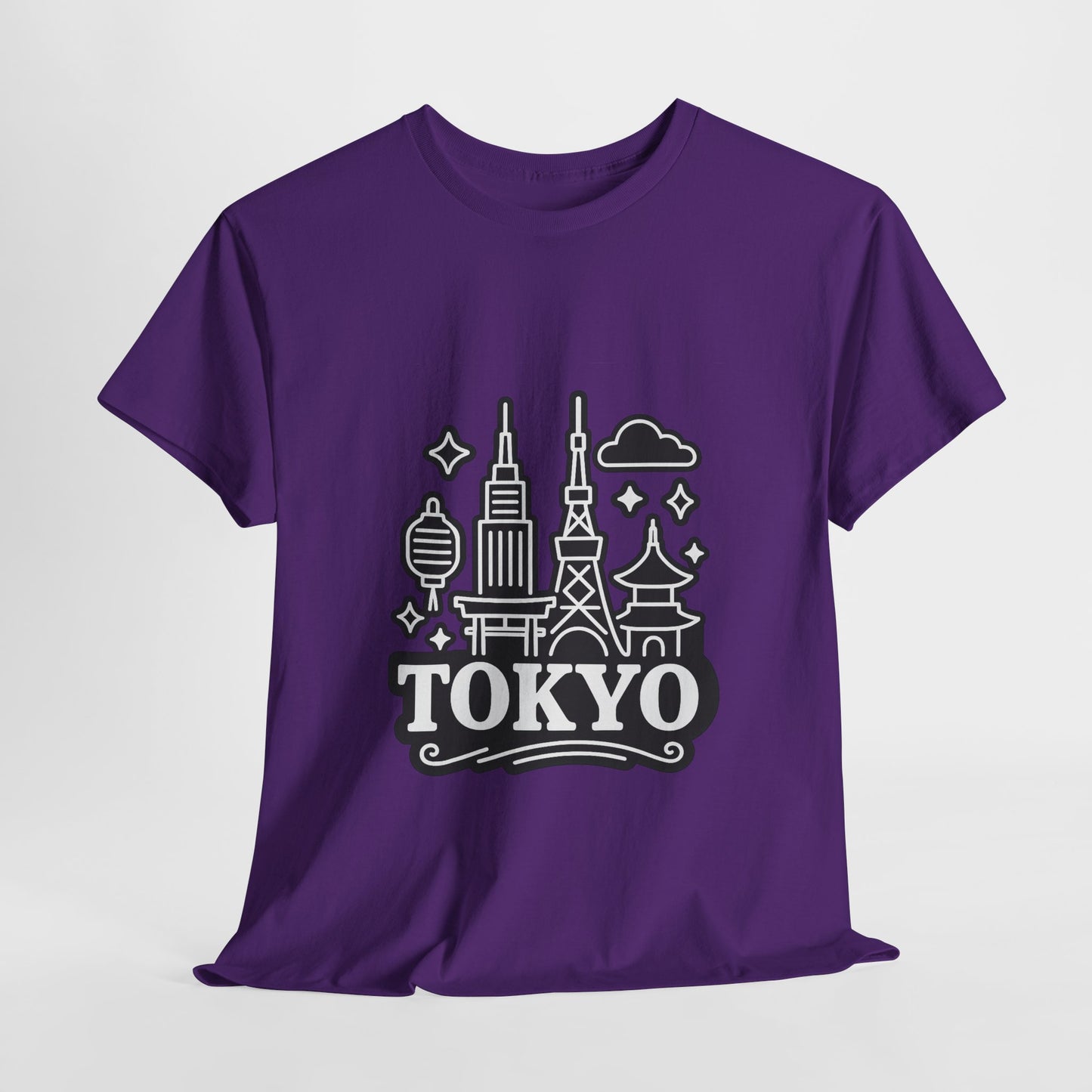Tokyo Cityscape Unisex Heavy Cotton Tee, Graphic Tee, Travel T-Shirt, Urban Outfit, Gift for Travelers, Tokyo Lover Apparel