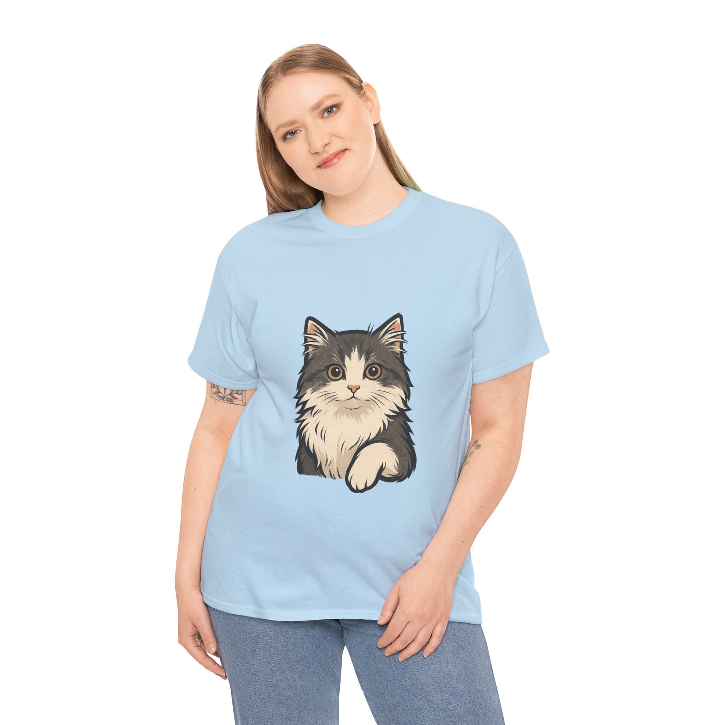 Cute Cat Unisex Heavy Cotton Tee, Animal Lover Gift, Pet Owner Shirt, Cat Lover Apparel, Animal Themed Tee, Casual Everyday Wear