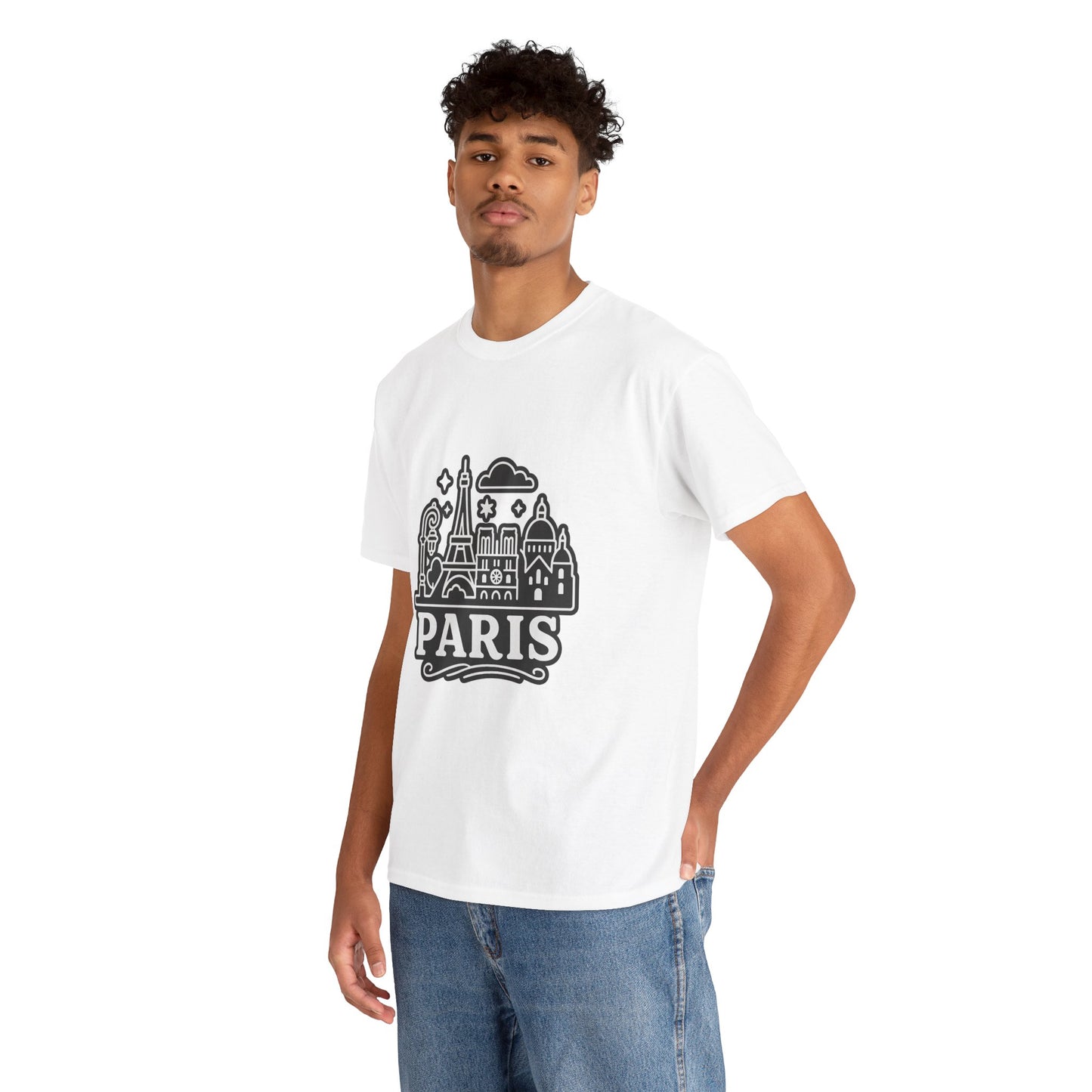 Paris-Themed Unisex Heavy Cotton Tee | Travel Gift, Casual Wear, Souvenir Shirt, Vacation Apparel, Paris Lover's Tee