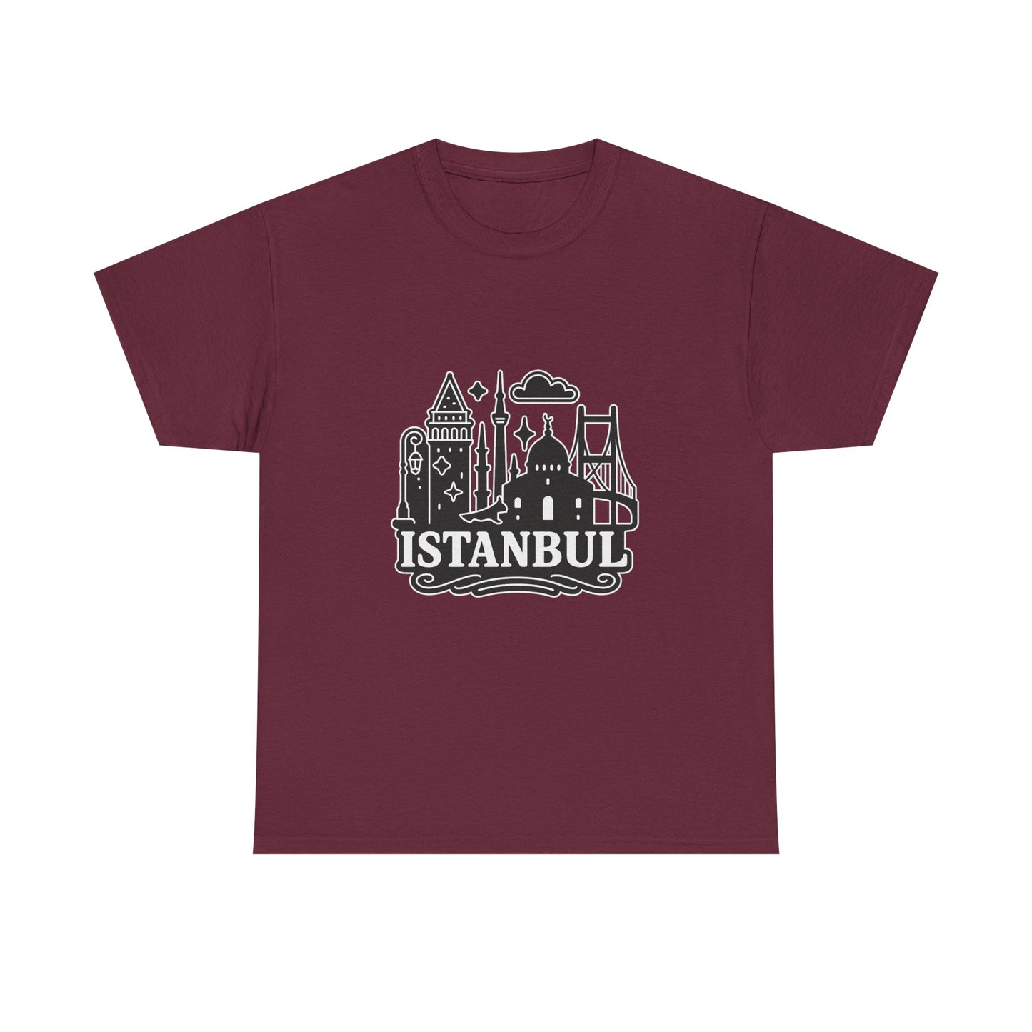 Istanbul Cityscape Unisex Heavy Cotton Tee, Travel Shirt, Gift for Travelers, Casual Style, Urban Outfit, Adventure Apparel