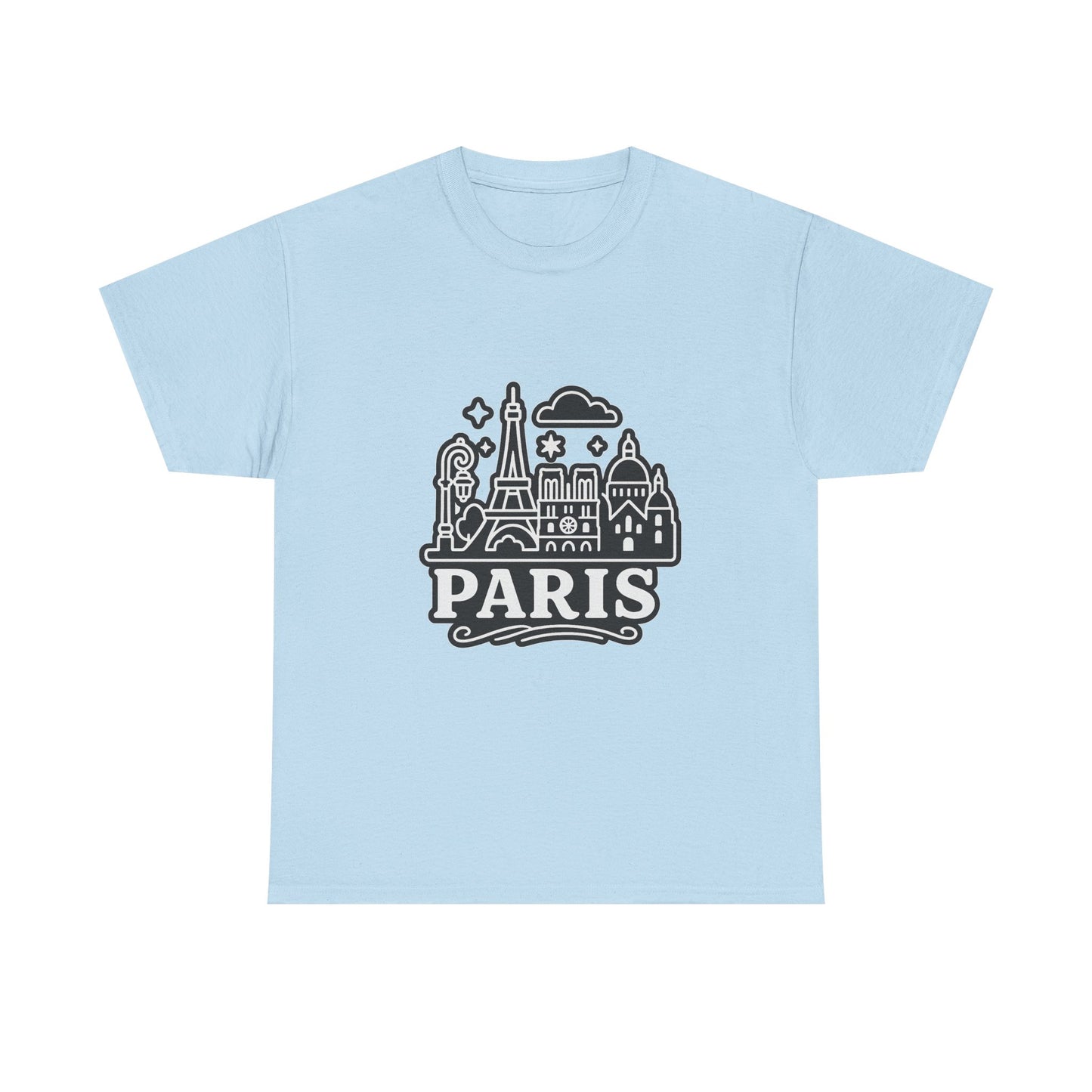 Paris-Themed Unisex Heavy Cotton Tee | Travel Gift, Casual Wear, Souvenir Shirt, Vacation Apparel, Paris Lover's Tee