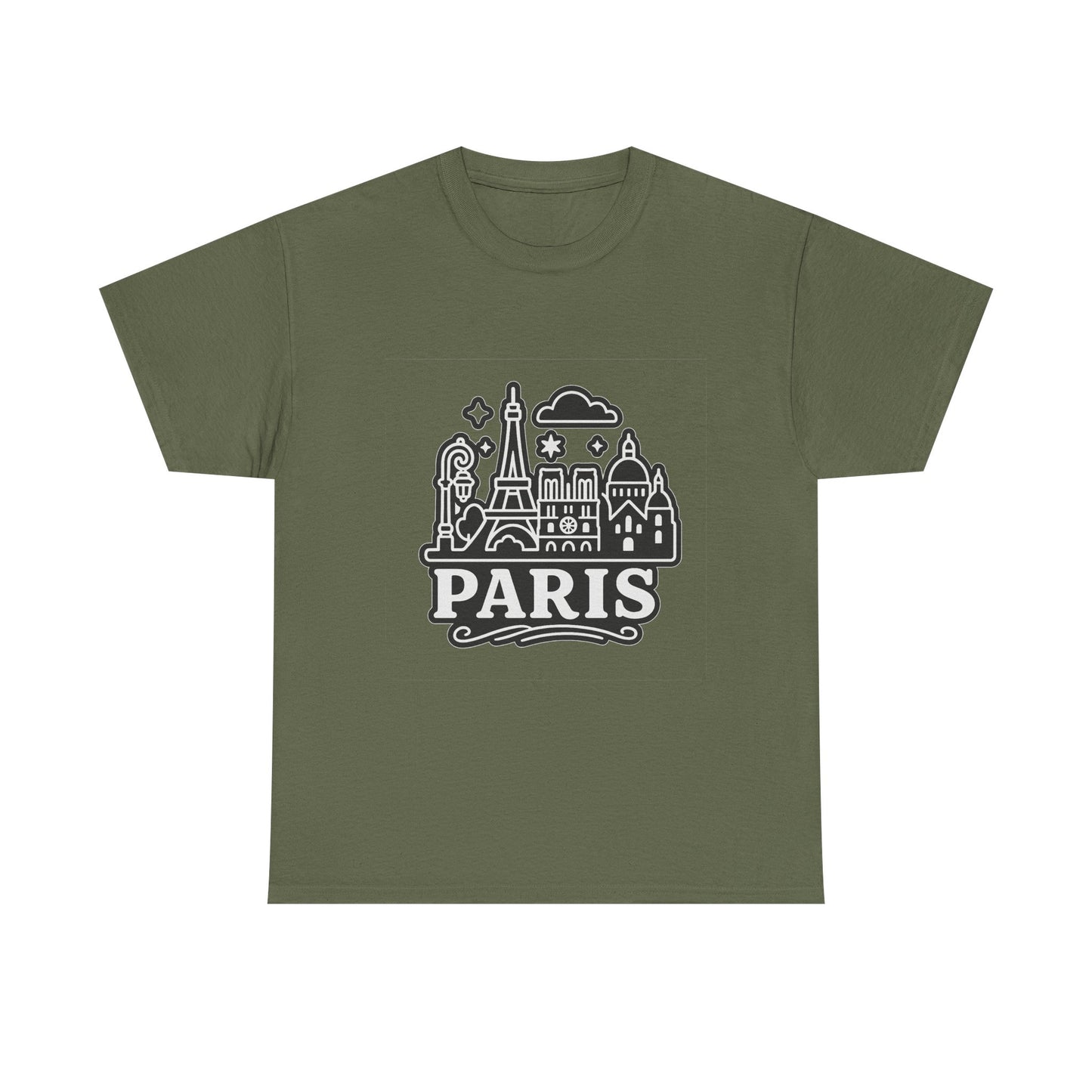 Paris-Themed Unisex Heavy Cotton Tee | Travel Gift, Casual Wear, Souvenir Shirt, Vacation Apparel, Paris Lover's Tee