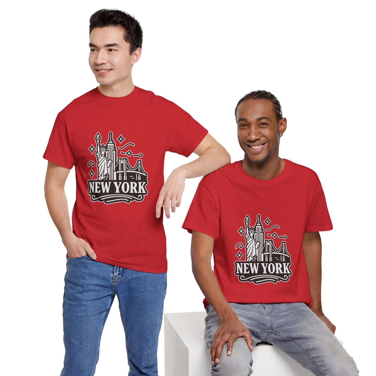 New York Skyline Unisex Heavy Cotton Tee, NYC T-Shirt, Travel Souvenir Shirt, Gift for New Yorkers, Cityscape Apparel