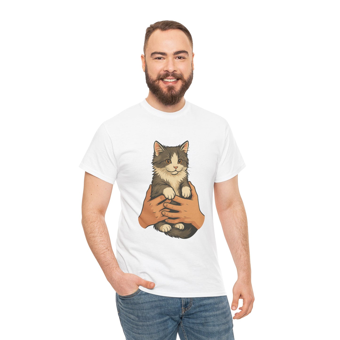 Cat Lover's Unisex Heavy Cotton Tee - Cute Cat Design, Pet Owner Gift, Animal Lover Shirt, Cozy Everyday Wear, Perfect for Birthdays