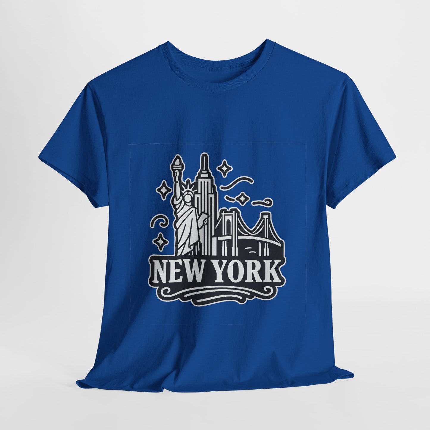 New York Skyline Unisex Heavy Cotton Tee, NYC T-Shirt, Travel Souvenir Shirt, Gift for New Yorkers, Cityscape Apparel