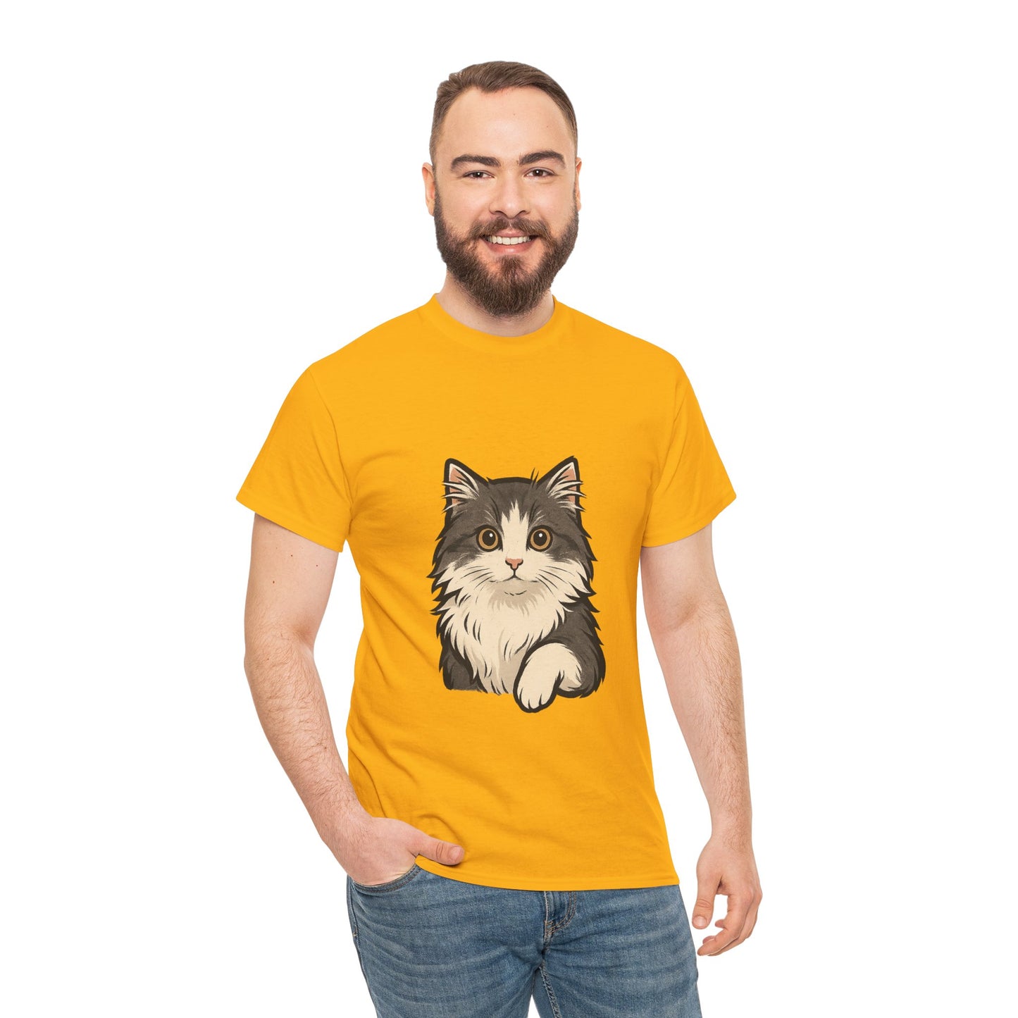 Cute Cat Unisex Heavy Cotton Tee, Animal Lover Gift, Pet Owner Shirt, Cat Lover Apparel, Animal Themed Tee, Casual Everyday Wear
