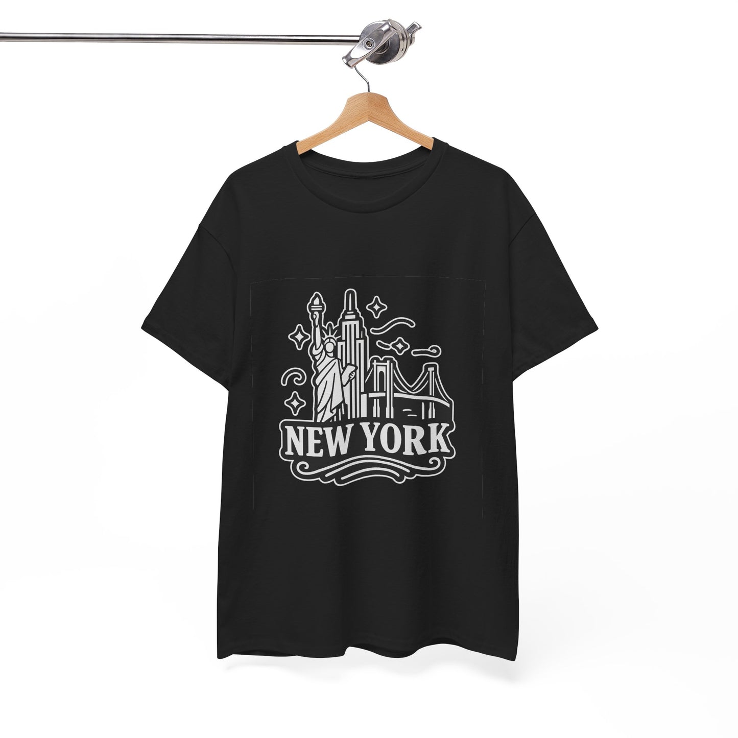 New York Skyline Unisex Heavy Cotton Tee, NYC T-Shirt, Travel Souvenir Shirt, Gift for New Yorkers, Cityscape Apparel
