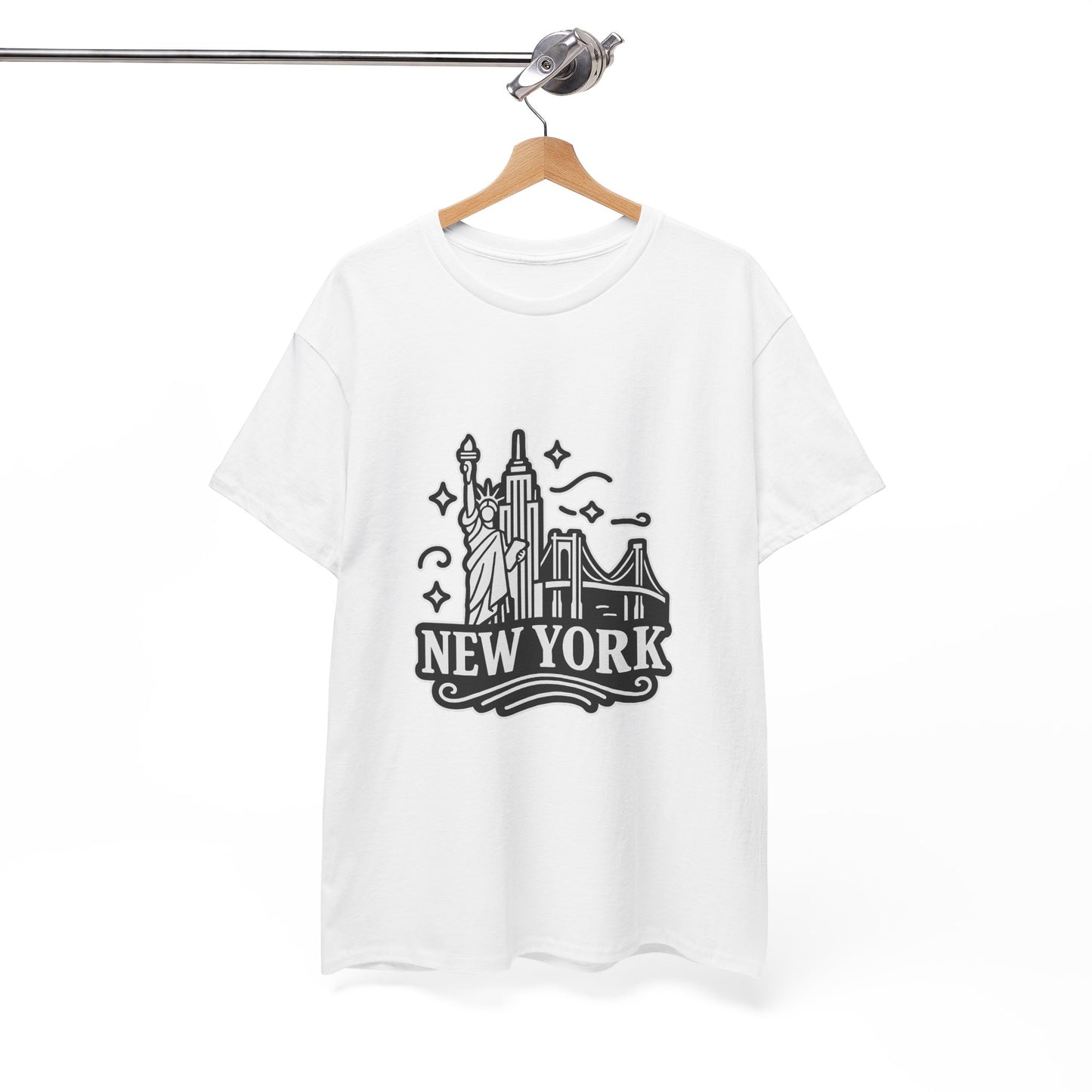 New York Skyline Unisex Heavy Cotton Tee, NYC T-Shirt, Travel Souvenir Shirt, Gift for New Yorkers, Cityscape Apparel