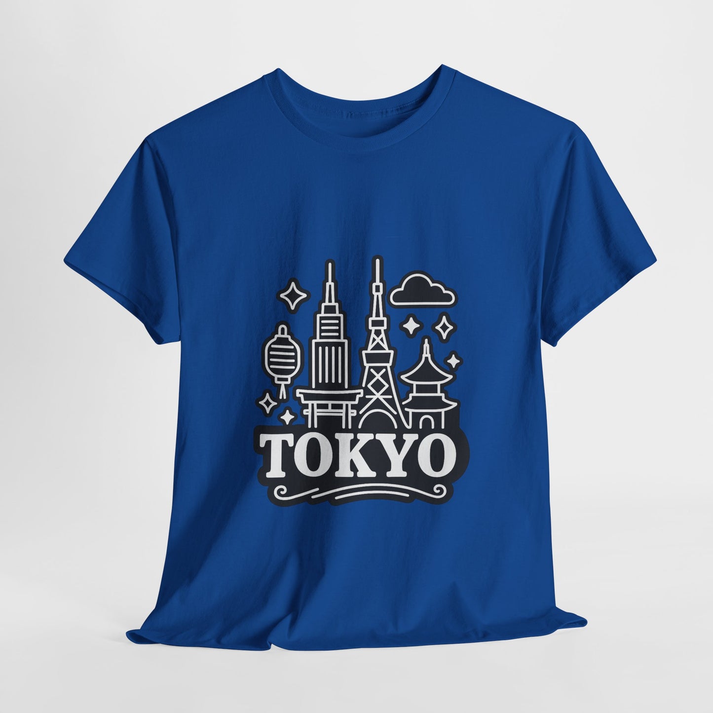 Tokyo Cityscape Unisex Heavy Cotton Tee, Graphic Tee, Travel T-Shirt, Urban Outfit, Gift for Travelers, Tokyo Lover Apparel