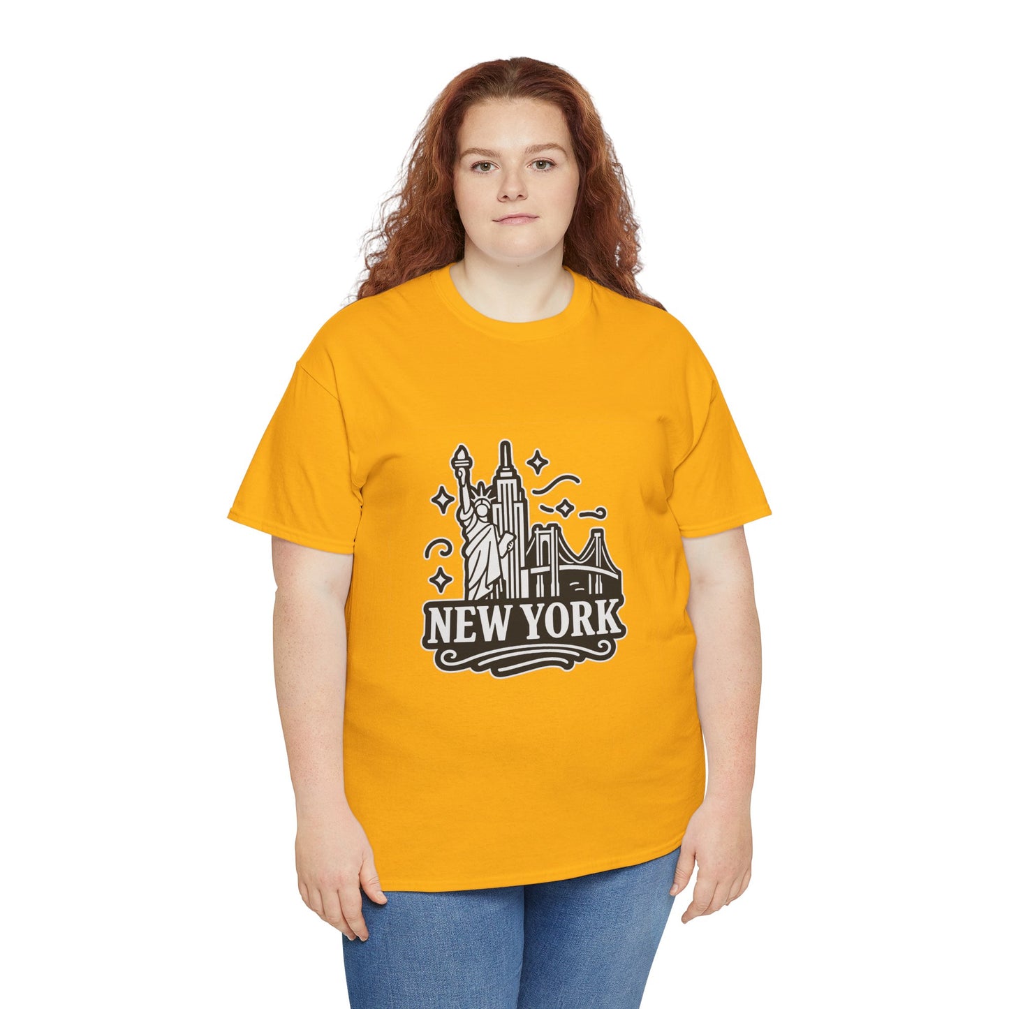 New York Skyline Unisex Heavy Cotton Tee, NYC T-Shirt, Travel Souvenir Shirt, Gift for New Yorkers, Cityscape Apparel