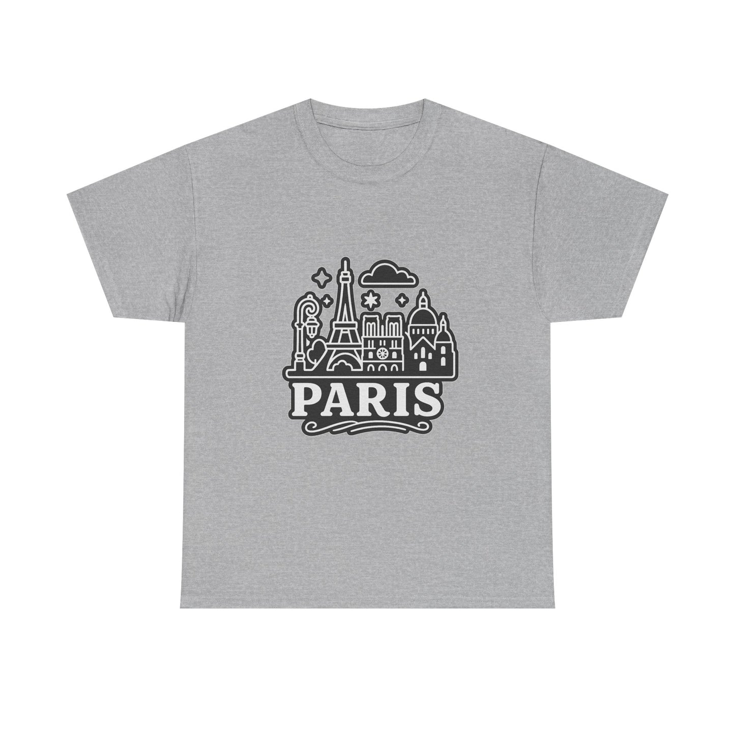 Paris-Themed Unisex Heavy Cotton Tee | Travel Gift, Casual Wear, Souvenir Shirt, Vacation Apparel, Paris Lover's Tee
