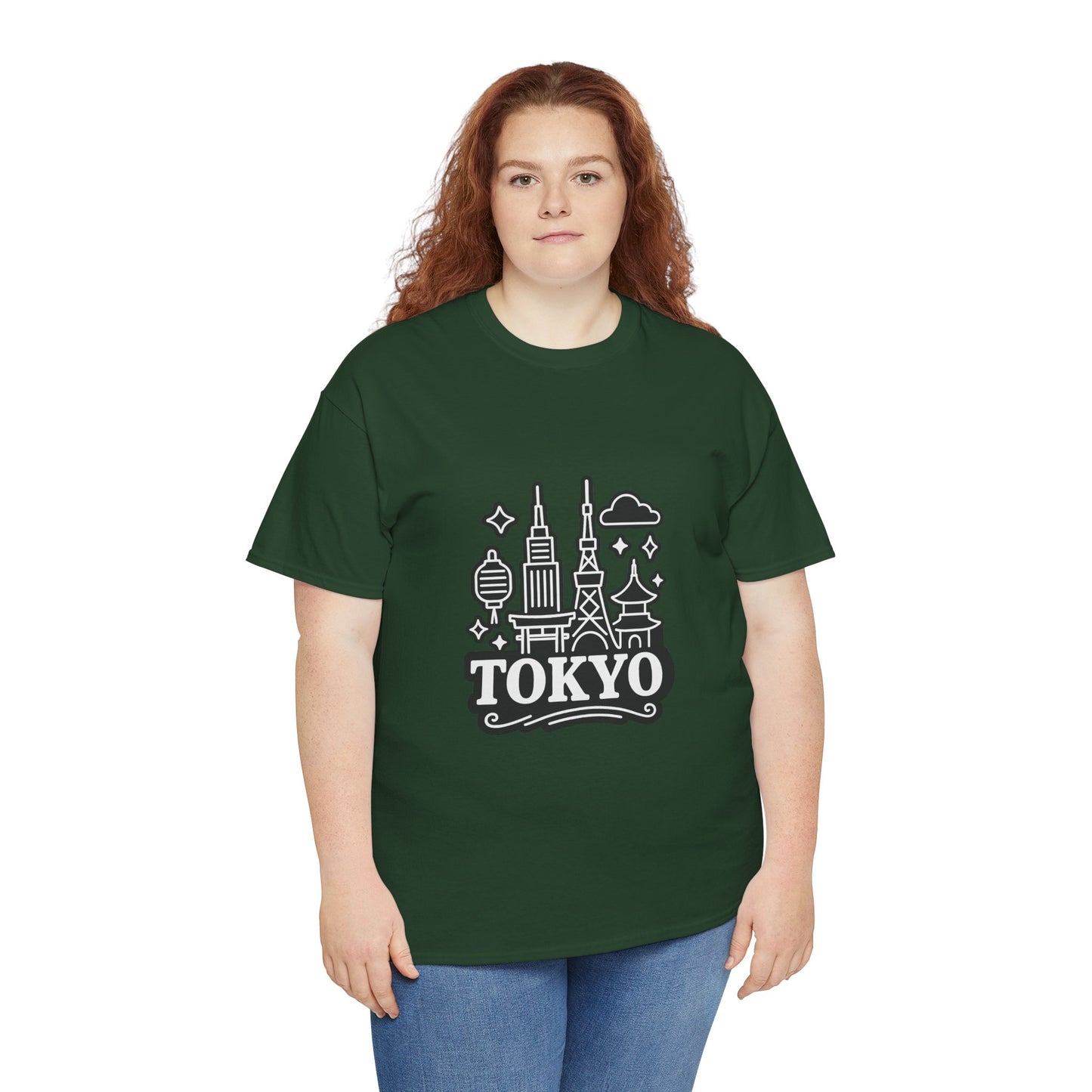 Tokyo Cityscape Unisex Heavy Cotton Tee, Graphic Tee, Travel T-Shirt, Urban Outfit, Gift for Travelers, Tokyo Lover Apparel