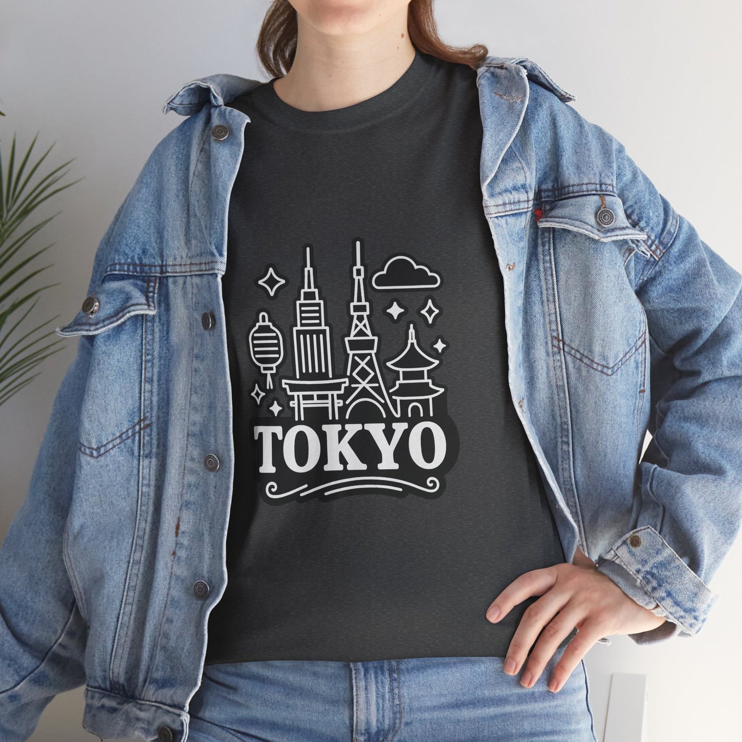 Tokyo Cityscape Unisex Heavy Cotton Tee, Graphic Tee, Travel T-Shirt, Urban Outfit, Gift for Travelers, Tokyo Lover Apparel