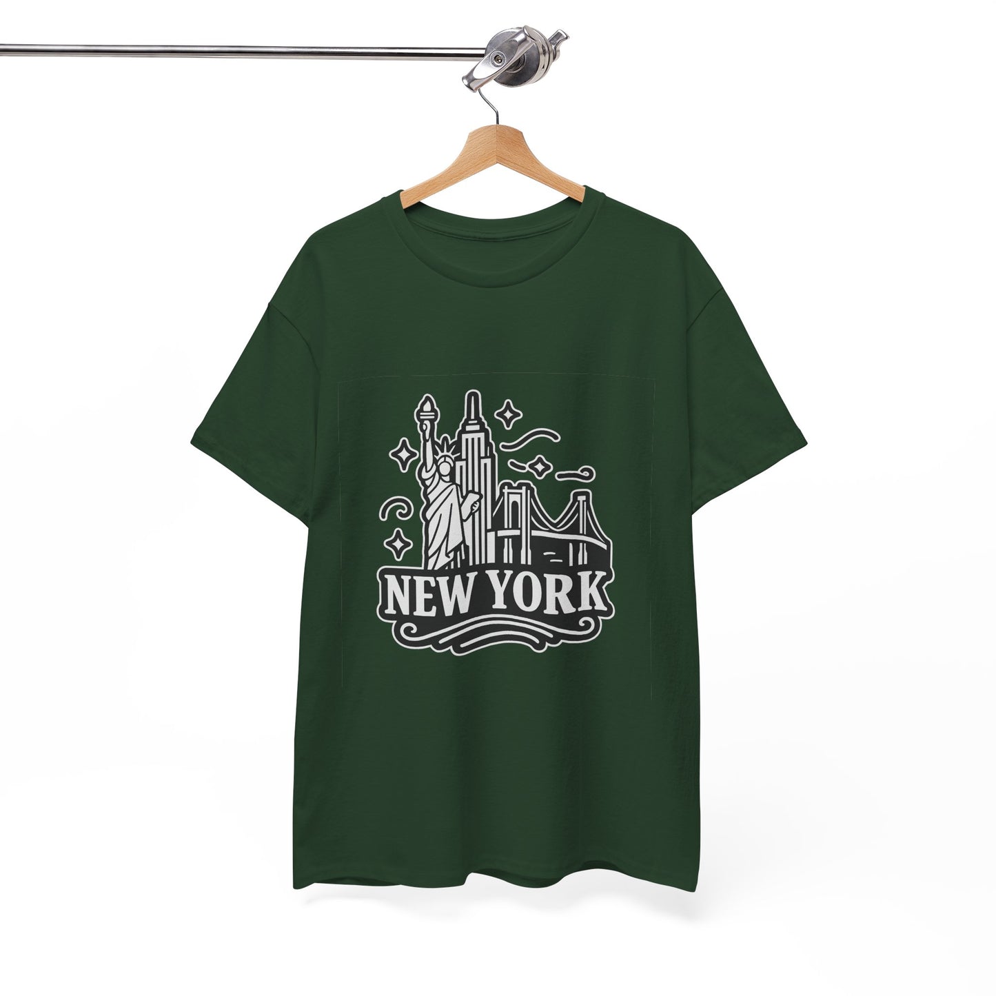 New York Skyline Unisex Heavy Cotton Tee, NYC T-Shirt, Travel Souvenir Shirt, Gift for New Yorkers, Cityscape Apparel