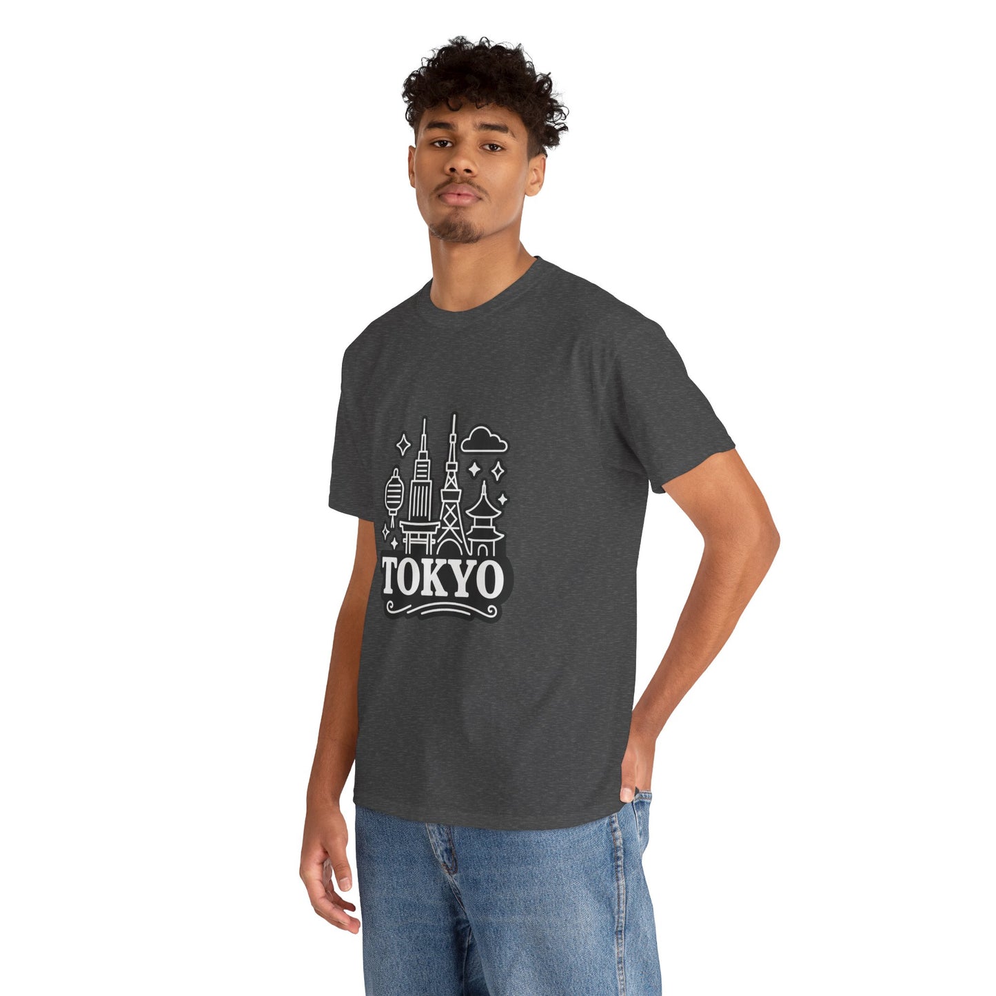 Tokyo Cityscape Unisex Heavy Cotton Tee, Graphic Tee, Travel T-Shirt, Urban Outfit, Gift for Travelers, Tokyo Lover Apparel