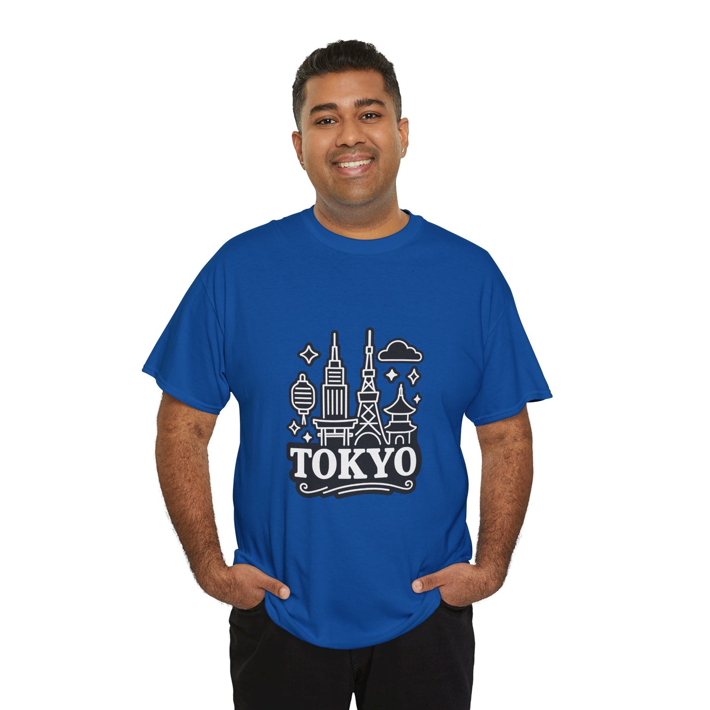 Tokyo Cityscape Unisex Heavy Cotton Tee, Graphic Tee, Travel T-Shirt, Urban Outfit, Gift for Travelers, Tokyo Lover Apparel