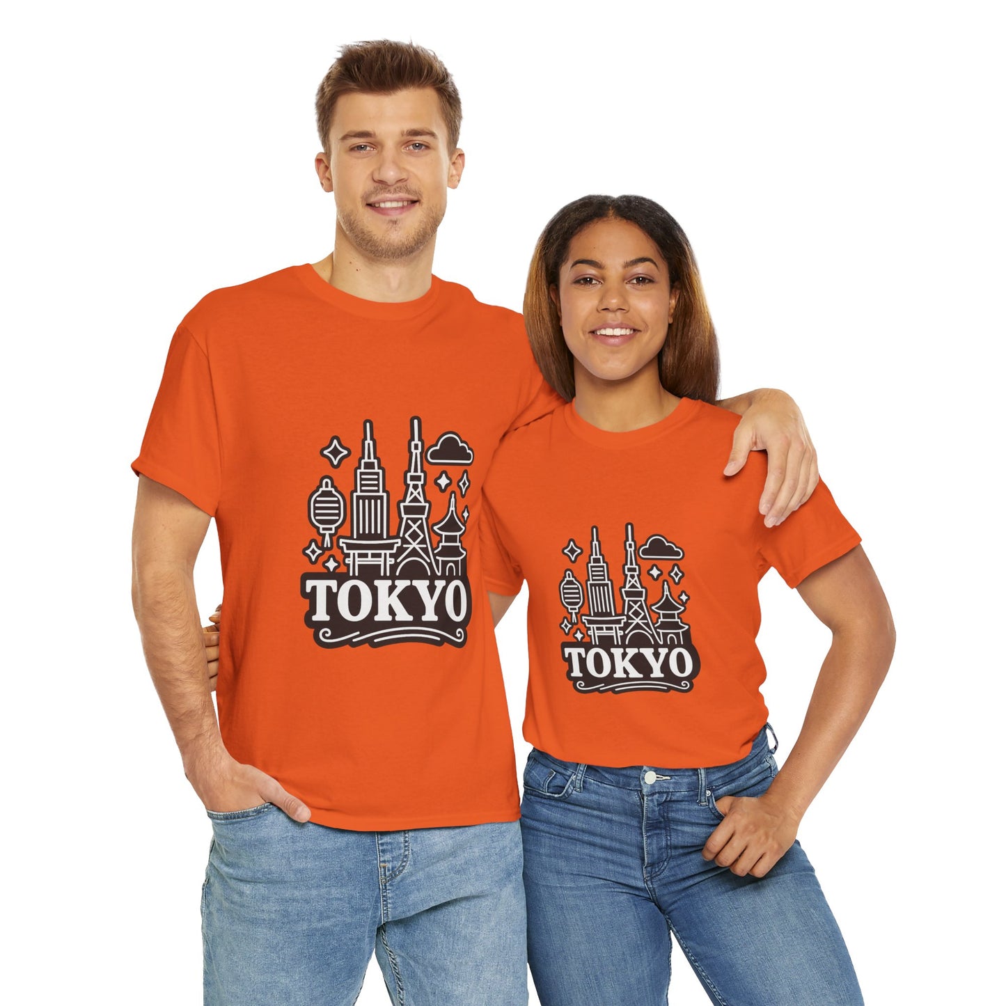 Tokyo Cityscape Unisex Heavy Cotton Tee, Graphic Tee, Travel T-Shirt, Urban Outfit, Gift for Travelers, Tokyo Lover Apparel