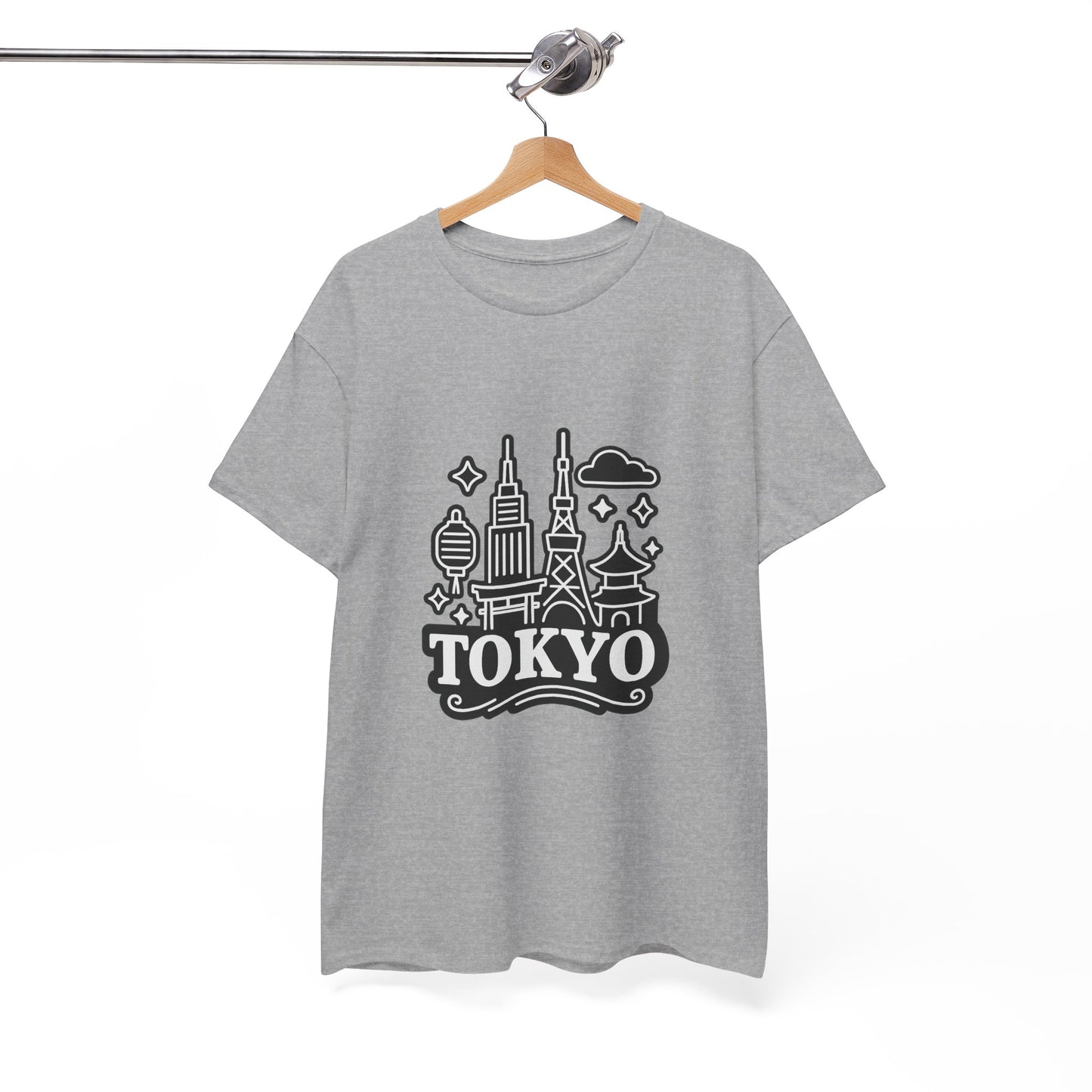 Tokyo Cityscape Unisex Heavy Cotton Tee, Graphic Tee, Travel T-Shirt, Urban Outfit, Gift for Travelers, Tokyo Lover Apparel