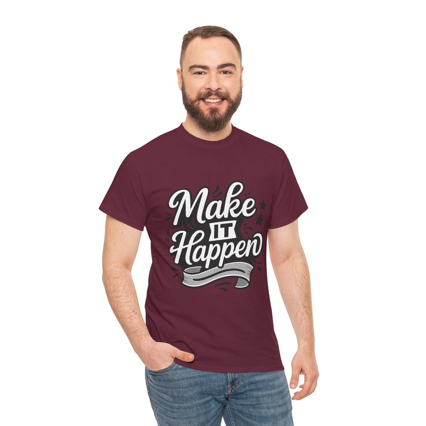 Motivational Unisex Tee - Make It Happen, Inspiring T-Shirt, Everyday Wear, Gift for Her, Gift for Him, Casual Statement Top