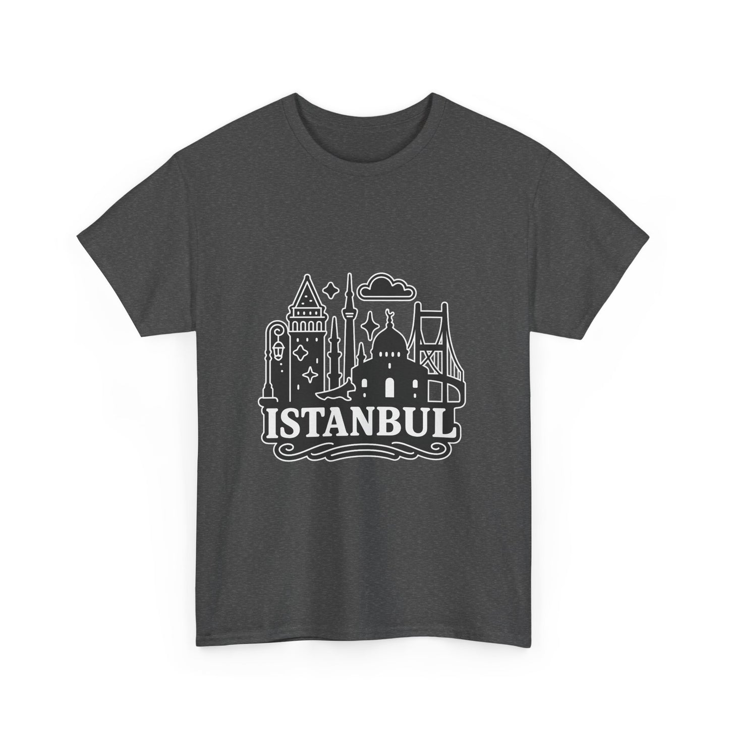 Istanbul Cityscape Unisex Heavy Cotton Tee, Travel Shirt, Gift for Travelers, Casual Style, Urban Outfit, Adventure Apparel