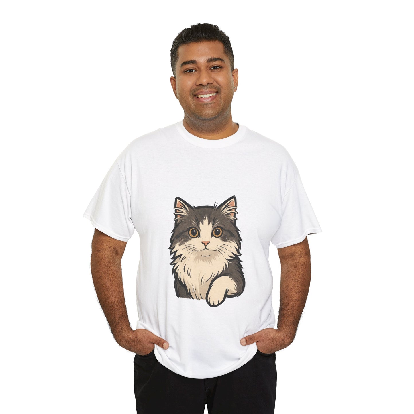 Cute Cat Unisex Heavy Cotton Tee, Animal Lover Gift, Pet Owner Shirt, Cat Lover Apparel, Animal Themed Tee, Casual Everyday Wear