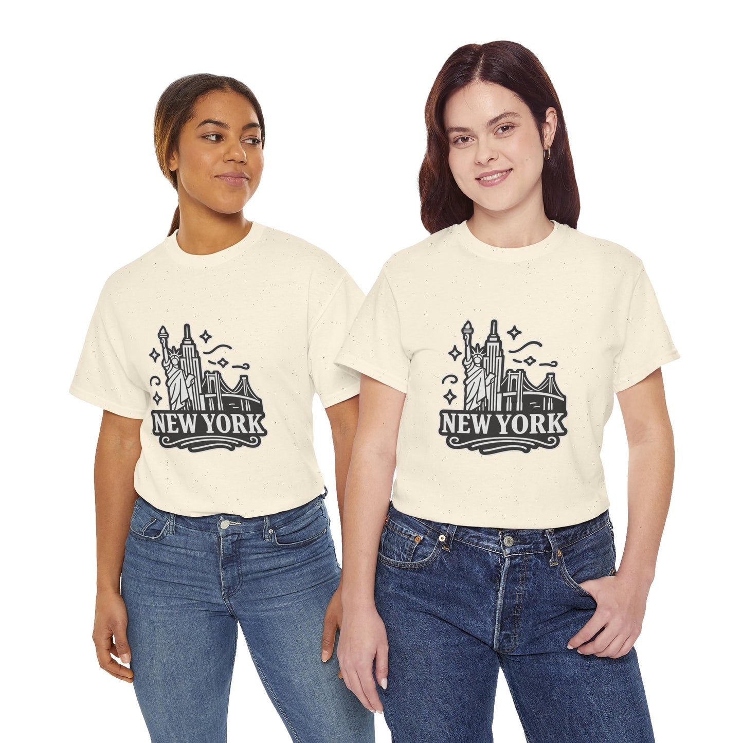 New York Skyline Unisex Heavy Cotton Tee, NYC T-Shirt, Travel Souvenir Shirt, Gift for New Yorkers, Cityscape Apparel