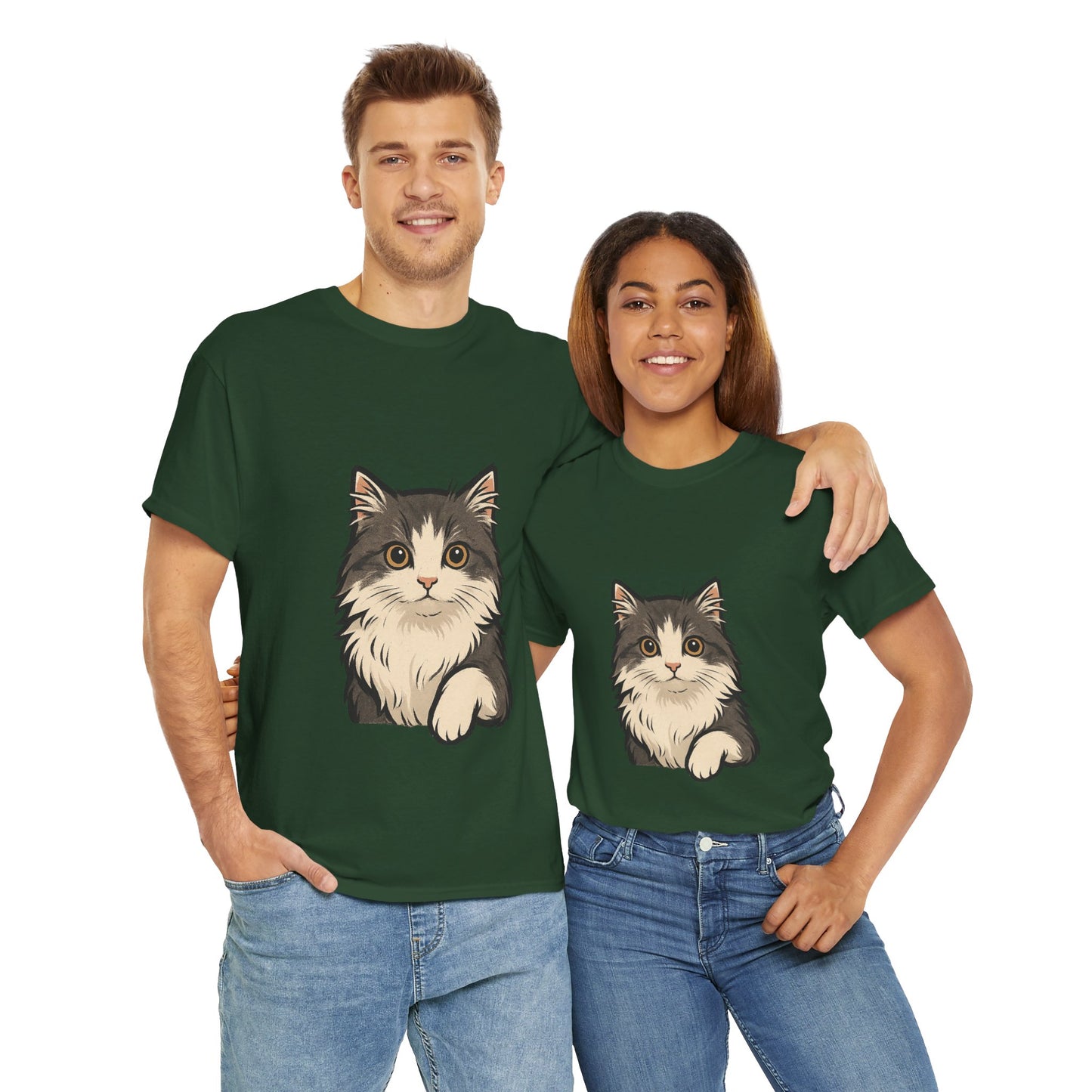 Cute Cat Unisex Heavy Cotton Tee, Animal Lover Gift, Pet Owner Shirt, Cat Lover Apparel, Animal Themed Tee, Casual Everyday Wear