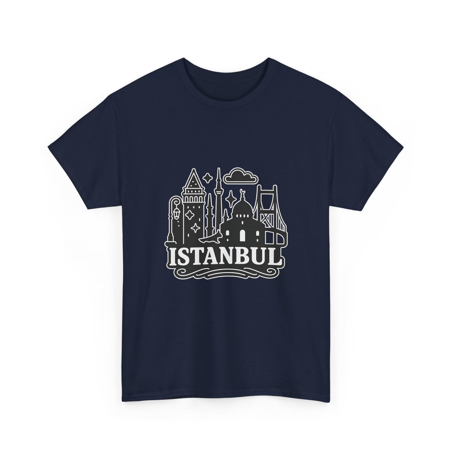 Istanbul Cityscape Unisex Heavy Cotton Tee, Travel Shirt, Gift for Travelers, Casual Style, Urban Outfit, Adventure Apparel