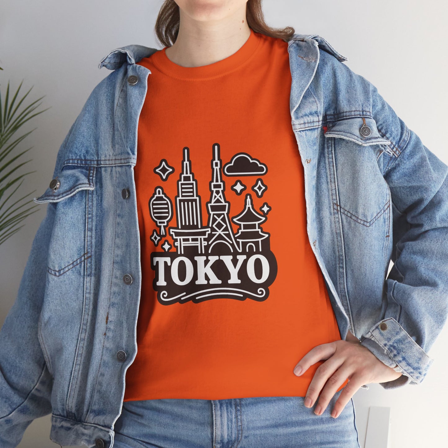 Tokyo Cityscape Unisex Heavy Cotton Tee, Graphic Tee, Travel T-Shirt, Urban Outfit, Gift for Travelers, Tokyo Lover Apparel