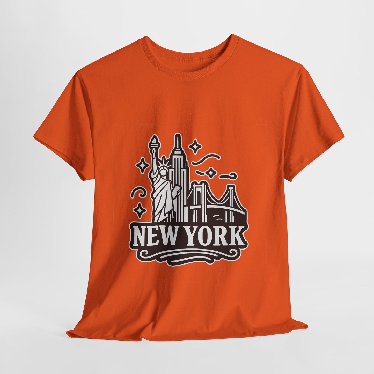 New York Skyline Unisex Heavy Cotton Tee, NYC T-Shirt, Travel Souvenir Shirt, Gift for New Yorkers, Cityscape Apparel