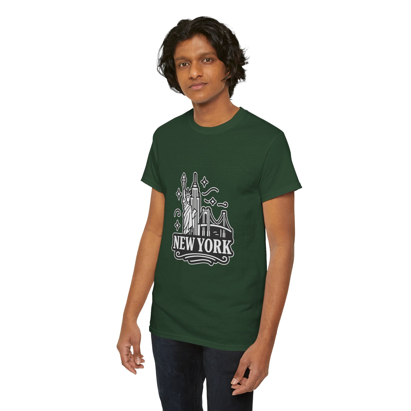 New York Skyline Unisex Heavy Cotton Tee, NYC T-Shirt, Travel Souvenir Shirt, Gift for New Yorkers, Cityscape Apparel