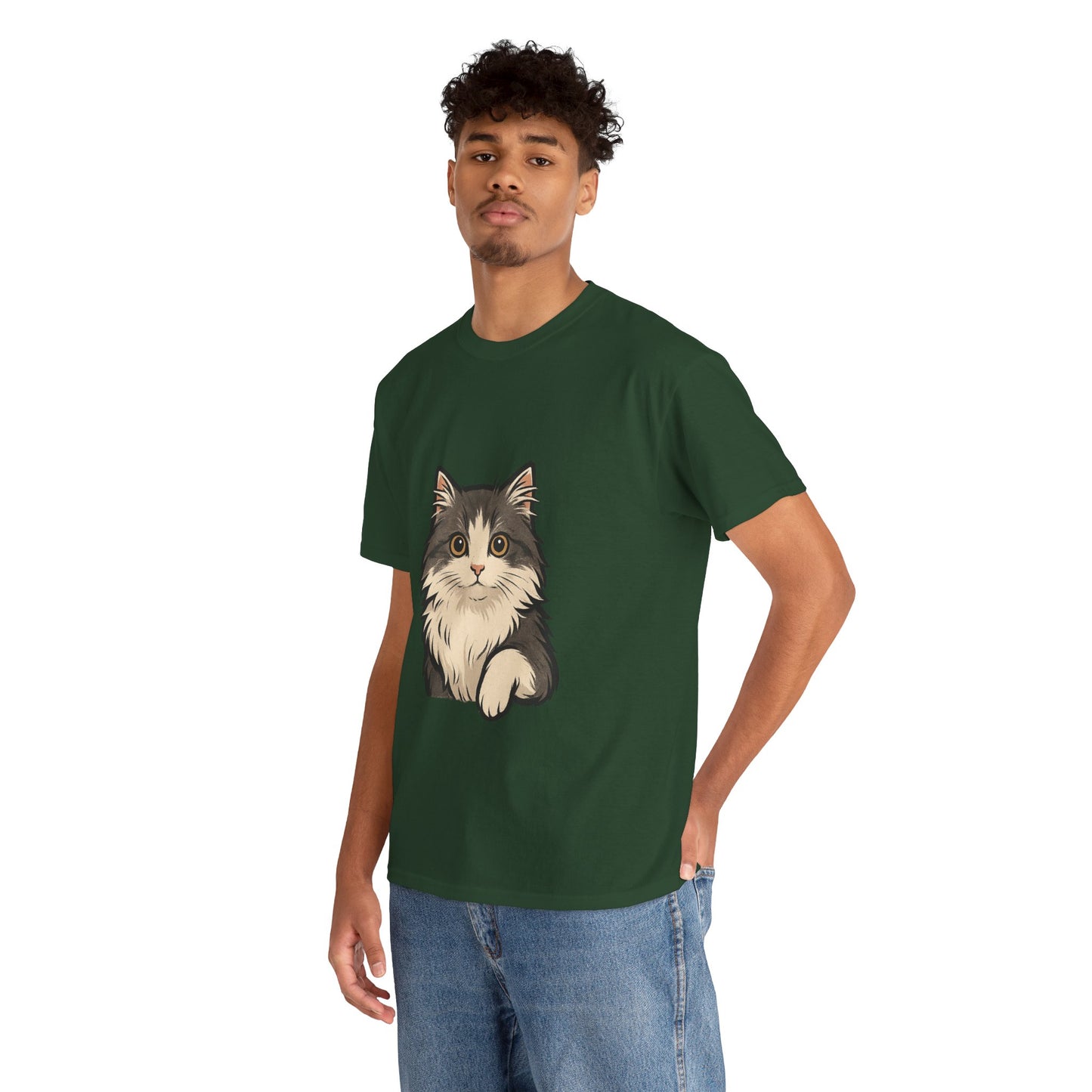 Cute Cat Unisex Heavy Cotton Tee, Animal Lover Gift, Pet Owner Shirt, Cat Lover Apparel, Animal Themed Tee, Casual Everyday Wear