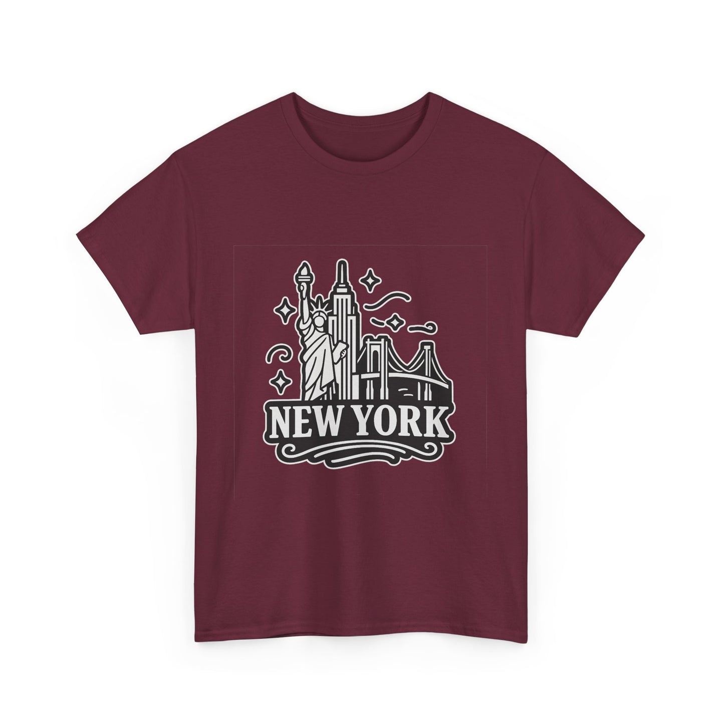 New York Skyline Unisex Heavy Cotton Tee, NYC T-Shirt, Travel Souvenir Shirt, Gift for New Yorkers, Cityscape Apparel