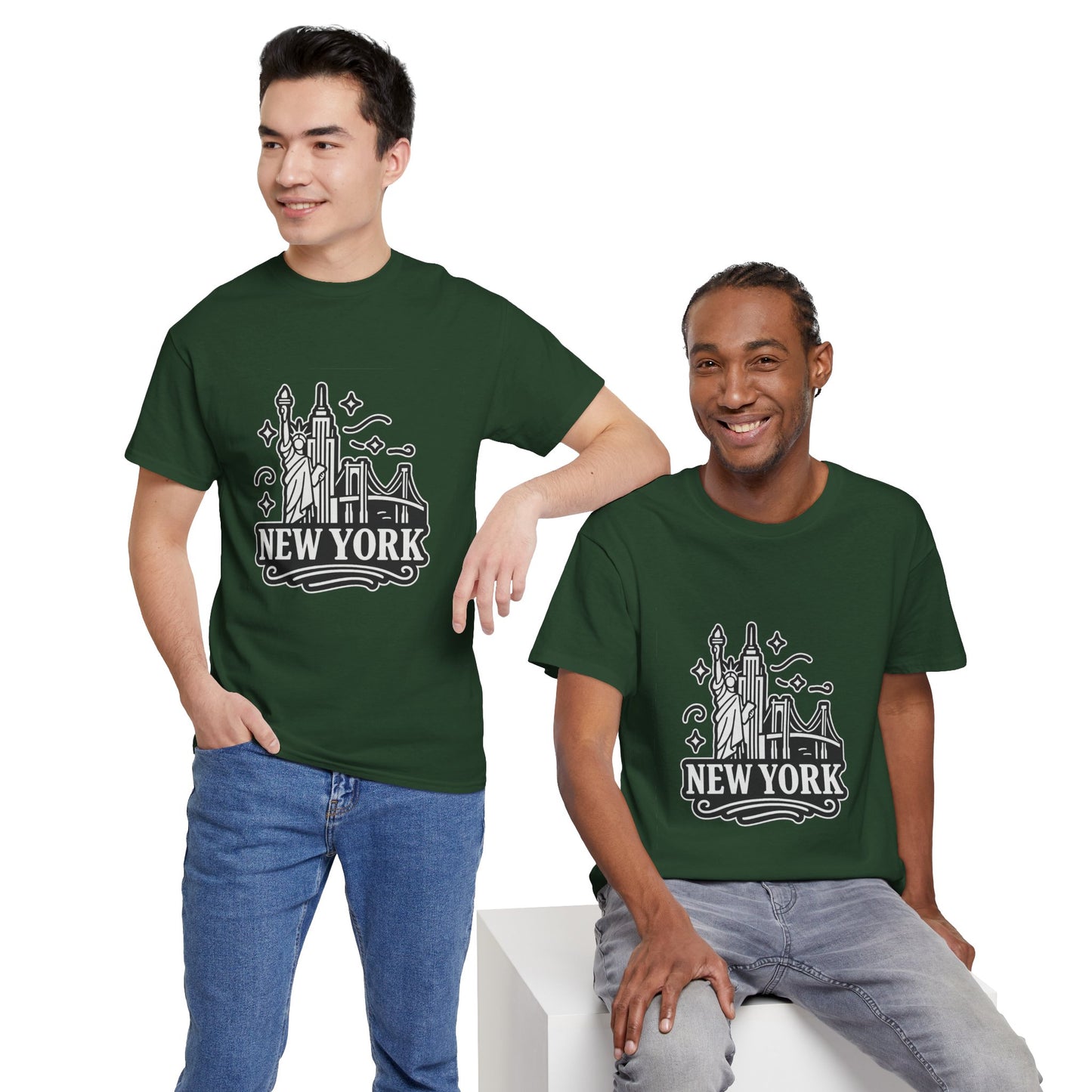 New York Skyline Unisex Heavy Cotton Tee, NYC T-Shirt, Travel Souvenir Shirt, Gift for New Yorkers, Cityscape Apparel