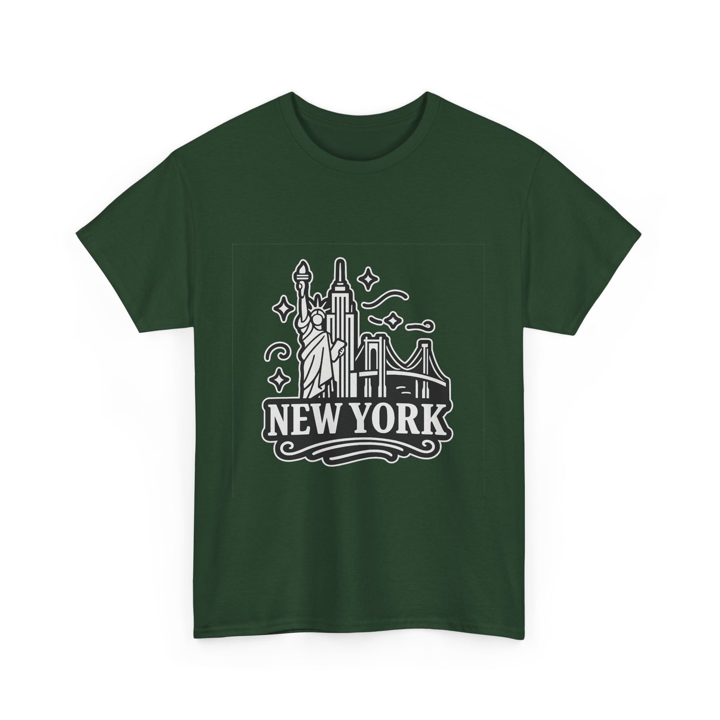 New York Skyline Unisex Heavy Cotton Tee, NYC T-Shirt, Travel Souvenir Shirt, Gift for New Yorkers, Cityscape Apparel