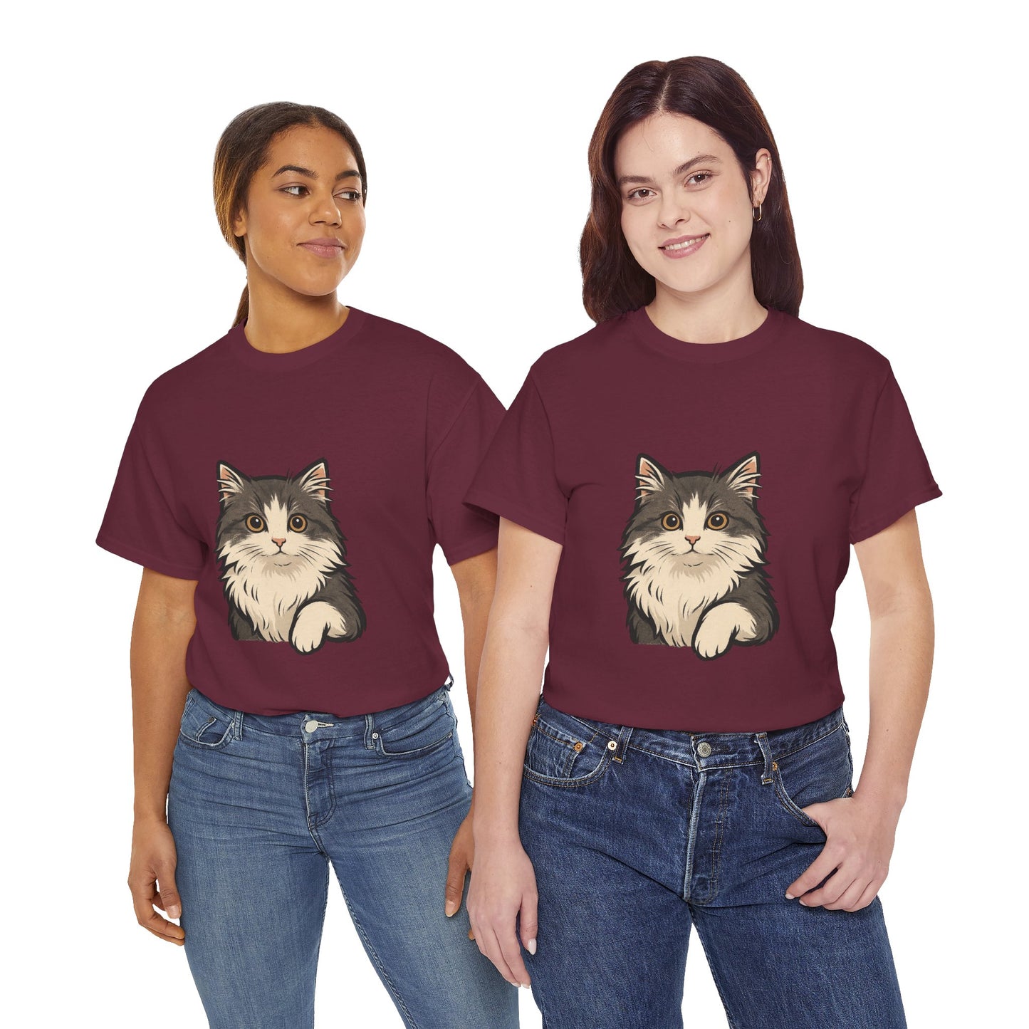 Cute Cat Unisex Heavy Cotton Tee, Animal Lover Gift, Pet Owner Shirt, Cat Lover Apparel, Animal Themed Tee, Casual Everyday Wear