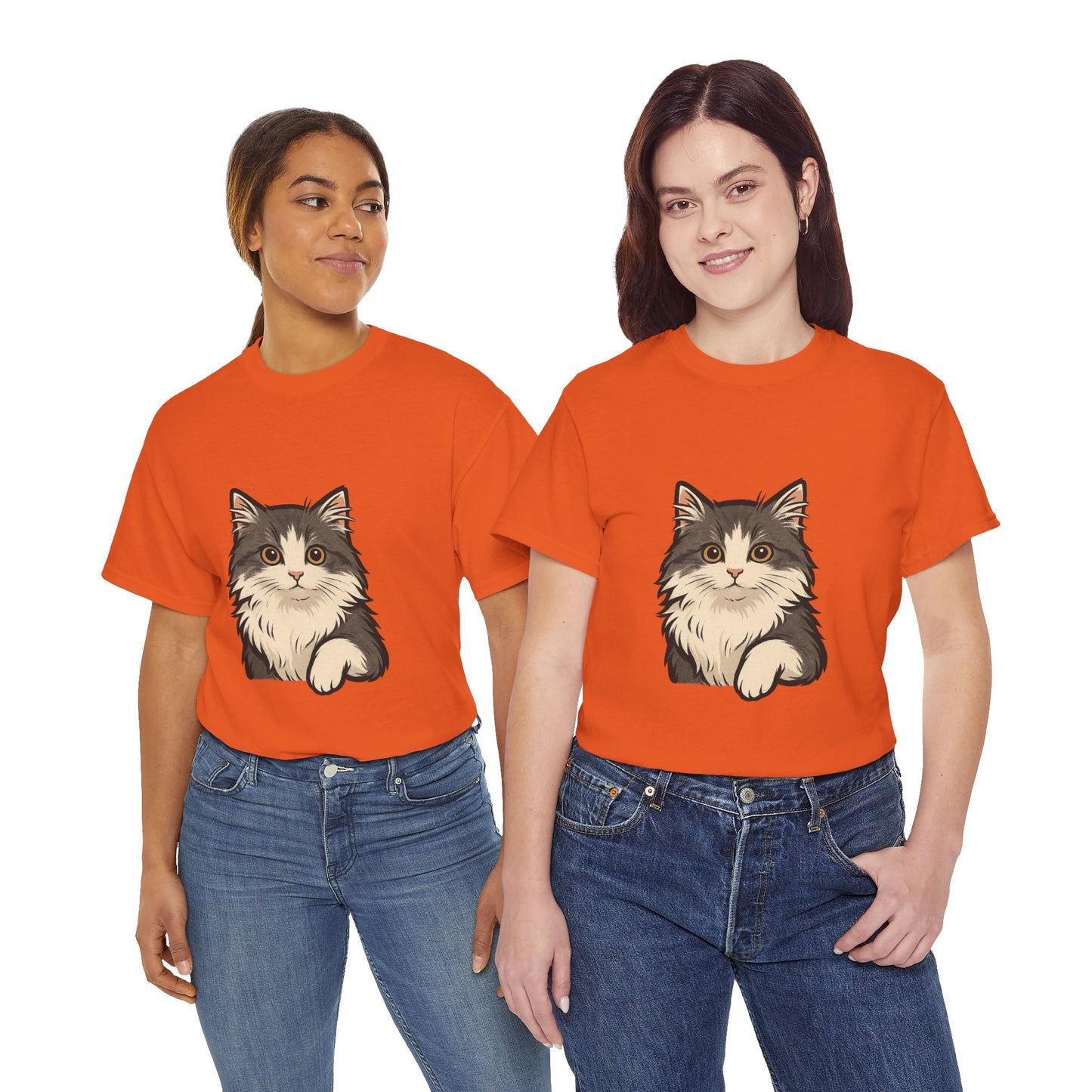 Cute Cat Unisex Heavy Cotton Tee, Animal Lover Gift, Pet Owner Shirt, Cat Lover Apparel, Animal Themed Tee, Casual Everyday Wear