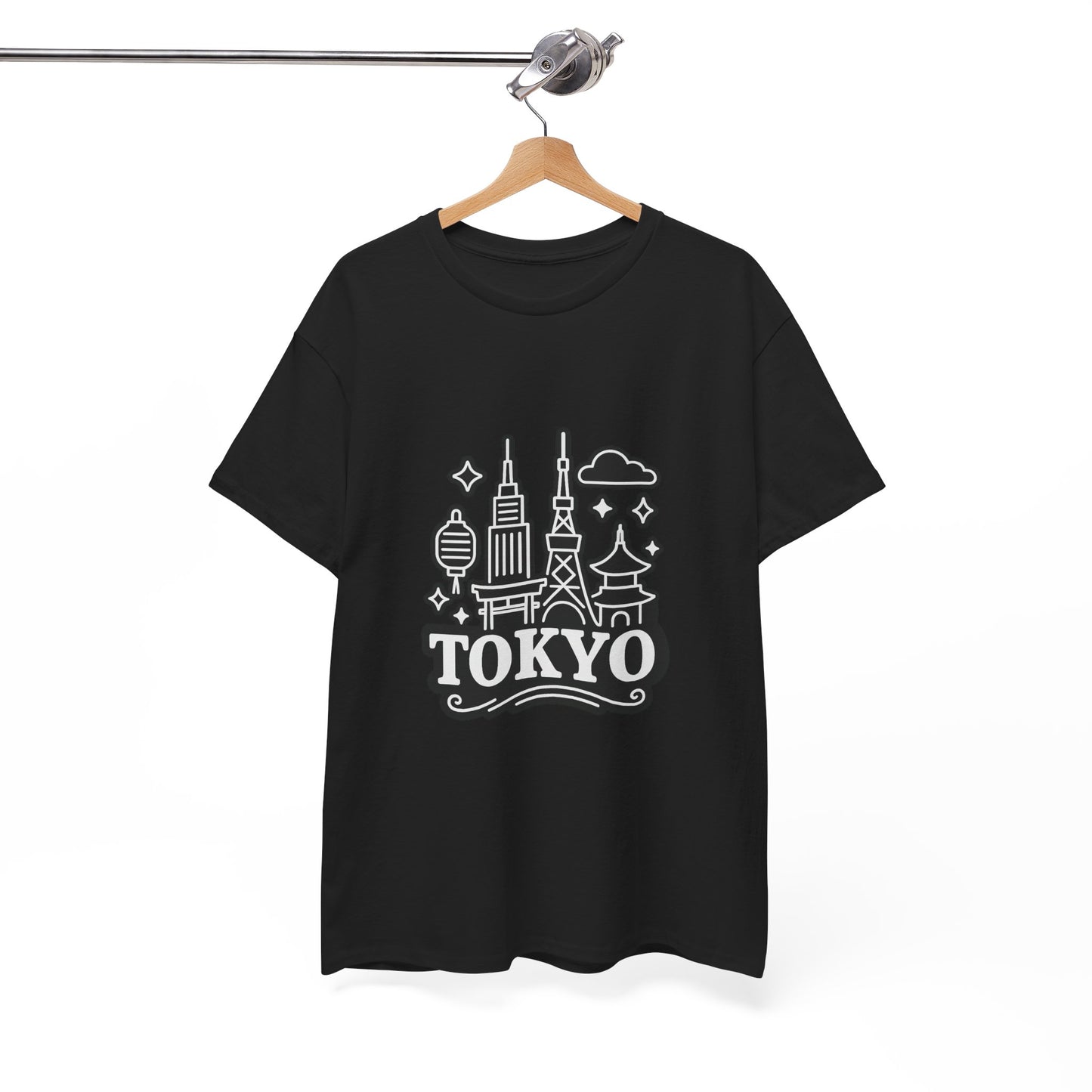 Tokyo Cityscape Unisex Heavy Cotton Tee, Graphic Tee, Travel T-Shirt, Urban Outfit, Gift for Travelers, Tokyo Lover Apparel