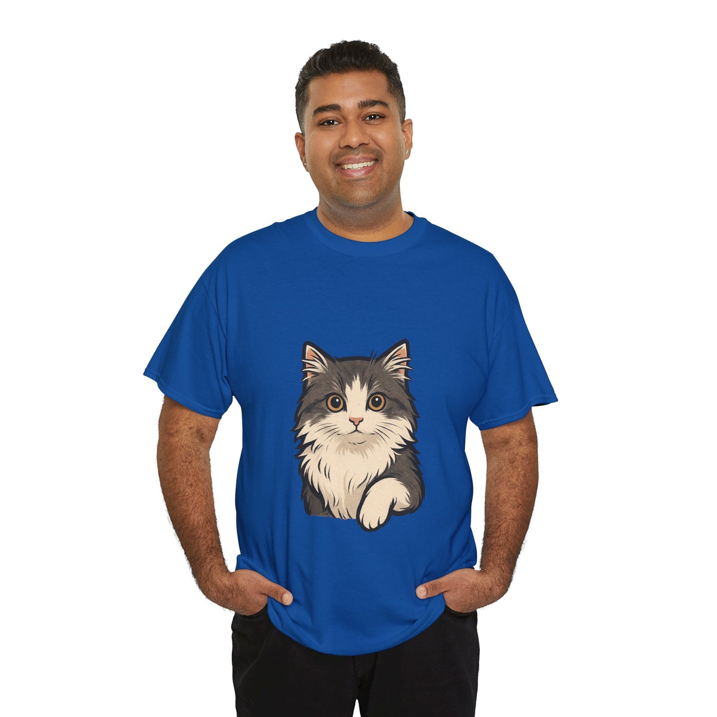 Cute Cat Unisex Heavy Cotton Tee, Animal Lover Gift, Pet Owner Shirt, Cat Lover Apparel, Animal Themed Tee, Casual Everyday Wear