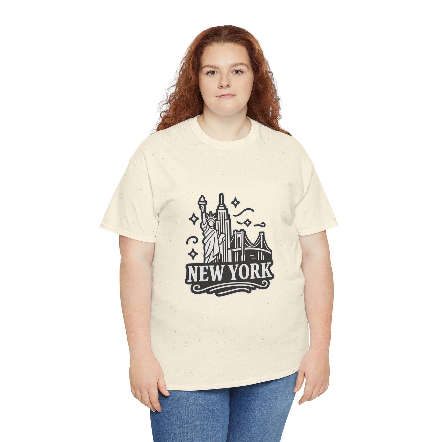 New York Skyline Unisex Heavy Cotton Tee, NYC T-Shirt, Travel Souvenir Shirt, Gift for New Yorkers, Cityscape Apparel