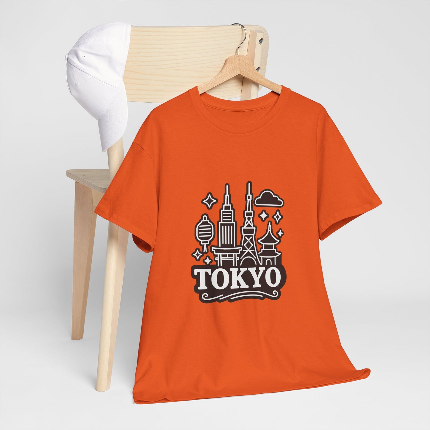 Tokyo Cityscape Unisex Heavy Cotton Tee, Graphic Tee, Travel T-Shirt, Urban Outfit, Gift for Travelers, Tokyo Lover Apparel