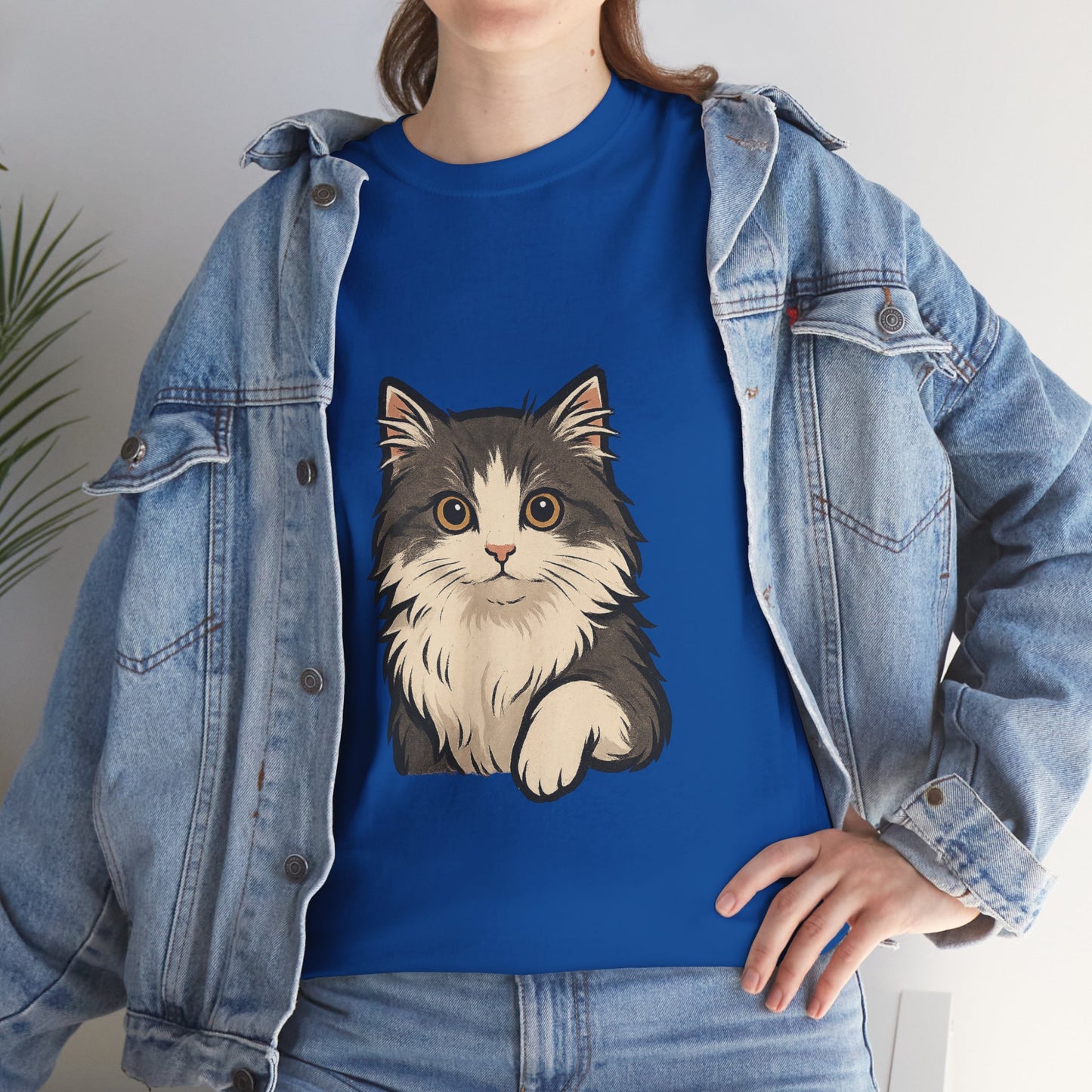 Cute Cat Unisex Heavy Cotton Tee, Animal Lover Gift, Pet Owner Shirt, Cat Lover Apparel, Animal Themed Tee, Casual Everyday Wear