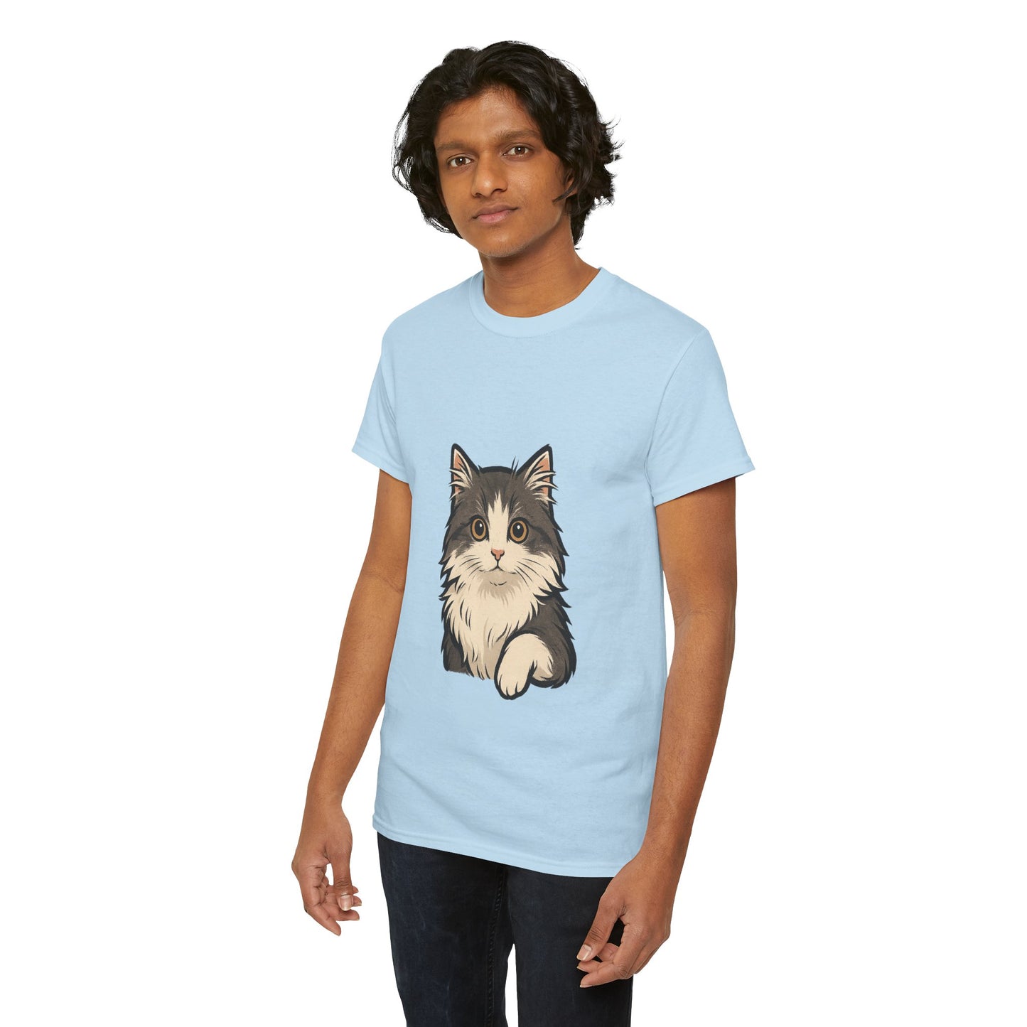 Cute Cat Unisex Heavy Cotton Tee, Animal Lover Gift, Pet Owner Shirt, Cat Lover Apparel, Animal Themed Tee, Casual Everyday Wear
